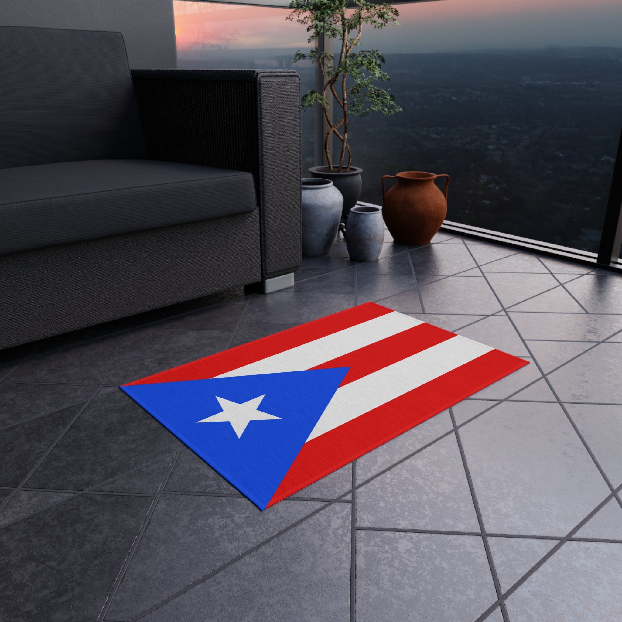 Alfombrilla Antideslizante para Exteriores con la Bandera de Puerto Rico | Copa América | 24"x36"