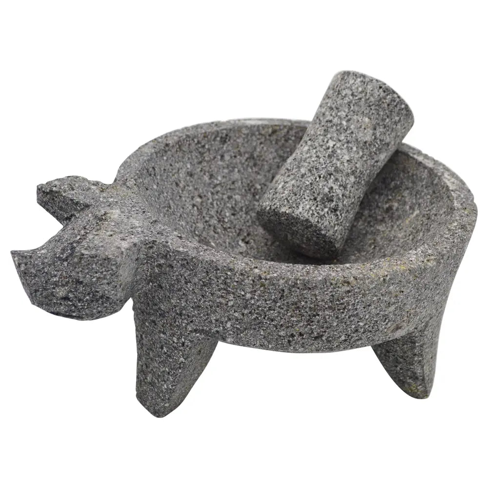 Molcajete de Piedra Natural Cabeza de Cerdo 8"