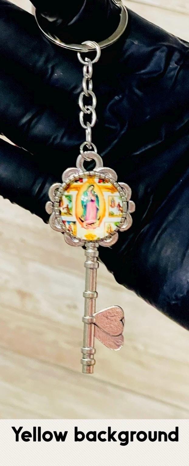 2x Virgin Mary Key Keepsakes Choose Your Color 2x Llaveros de Llave de La Virgen Maria Escoje Tus Colores