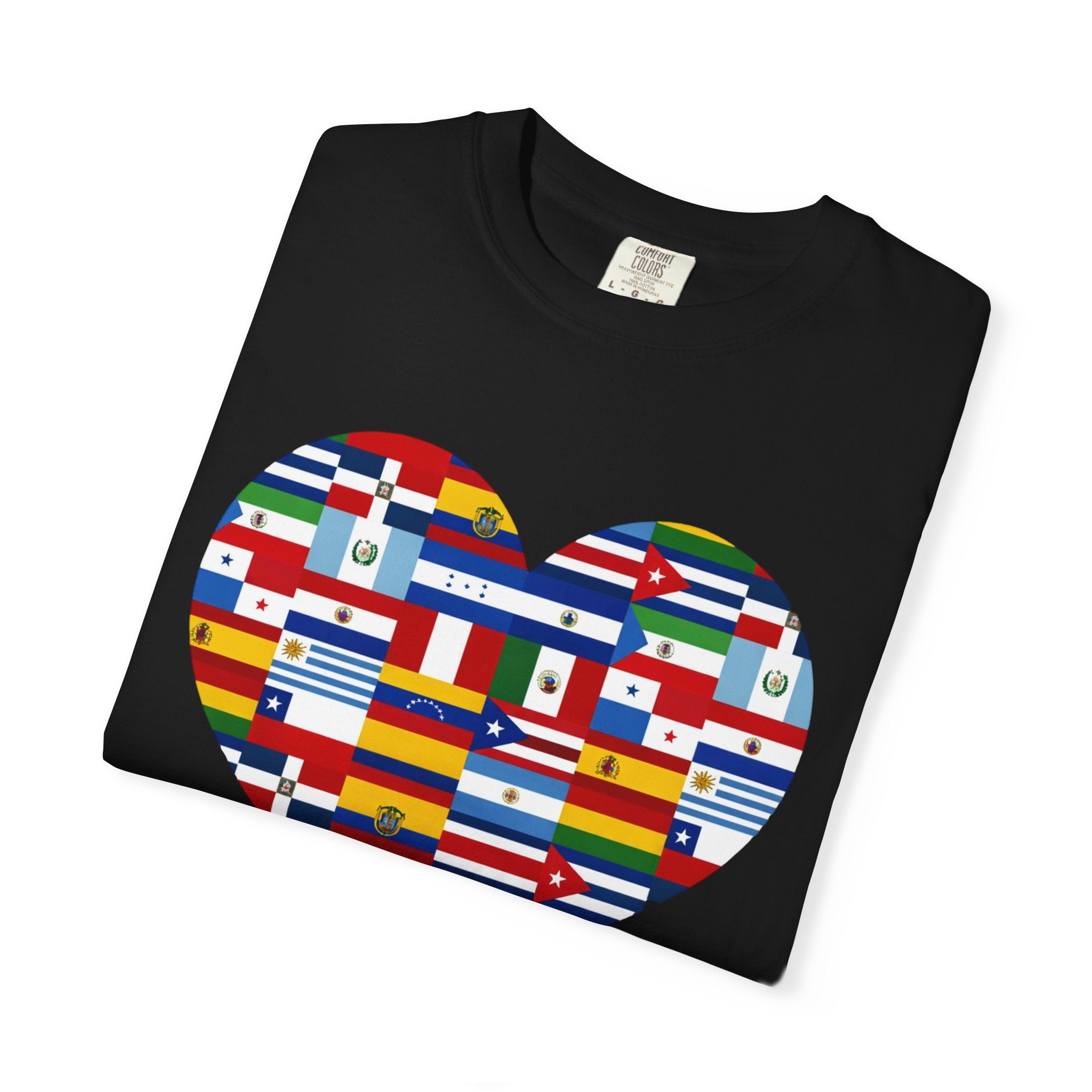 Camiseta con Corazón Países Herencia Hispana/Latina | Banderas de Países de Habla Hispana | Camisetas Latinas Virales | Unisex