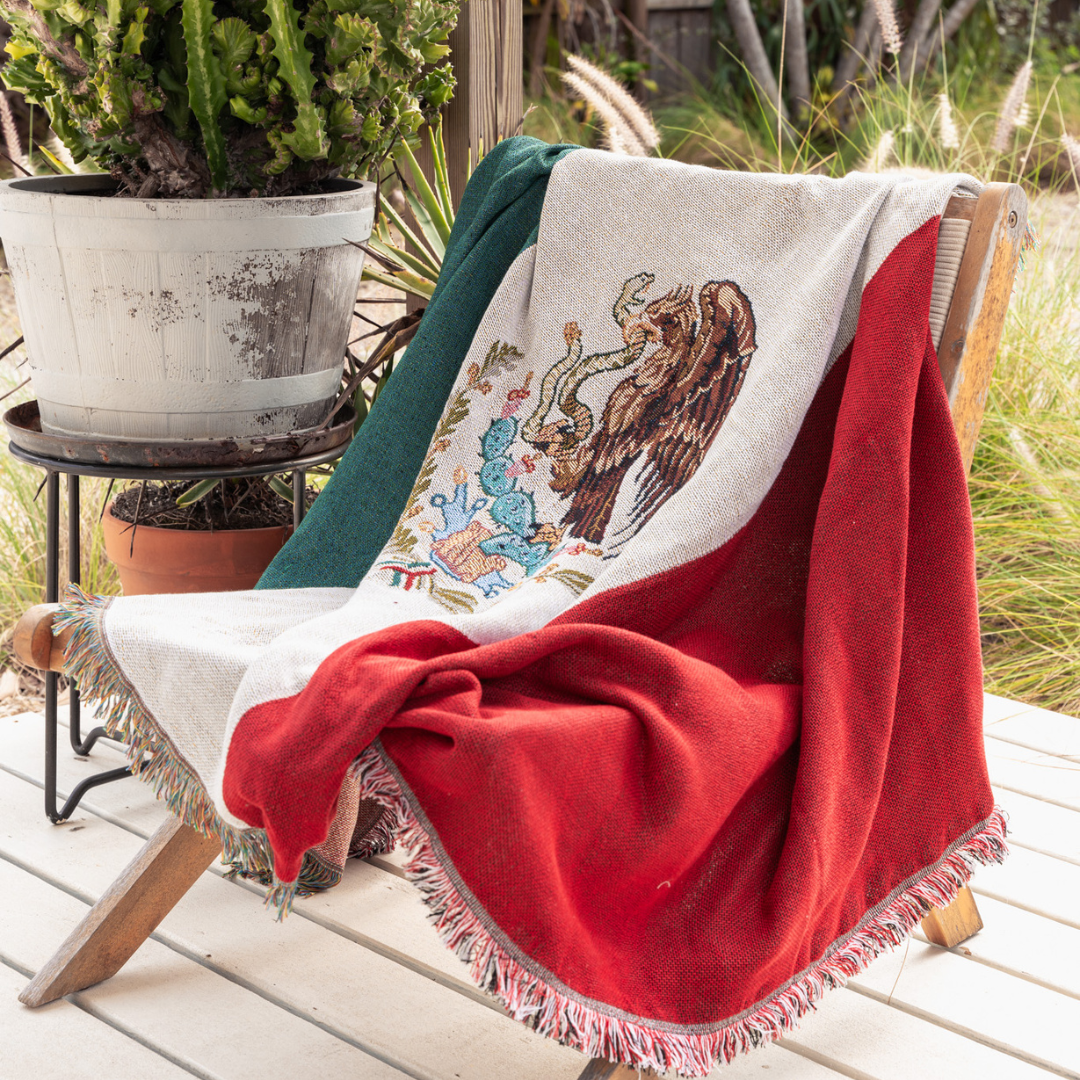 Mexico Flag Woven Throw Blanket