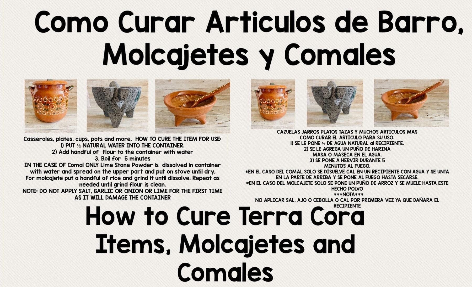 Authentic Mexican Molcajete Terra Cota Molcajete Mexicano de Barro