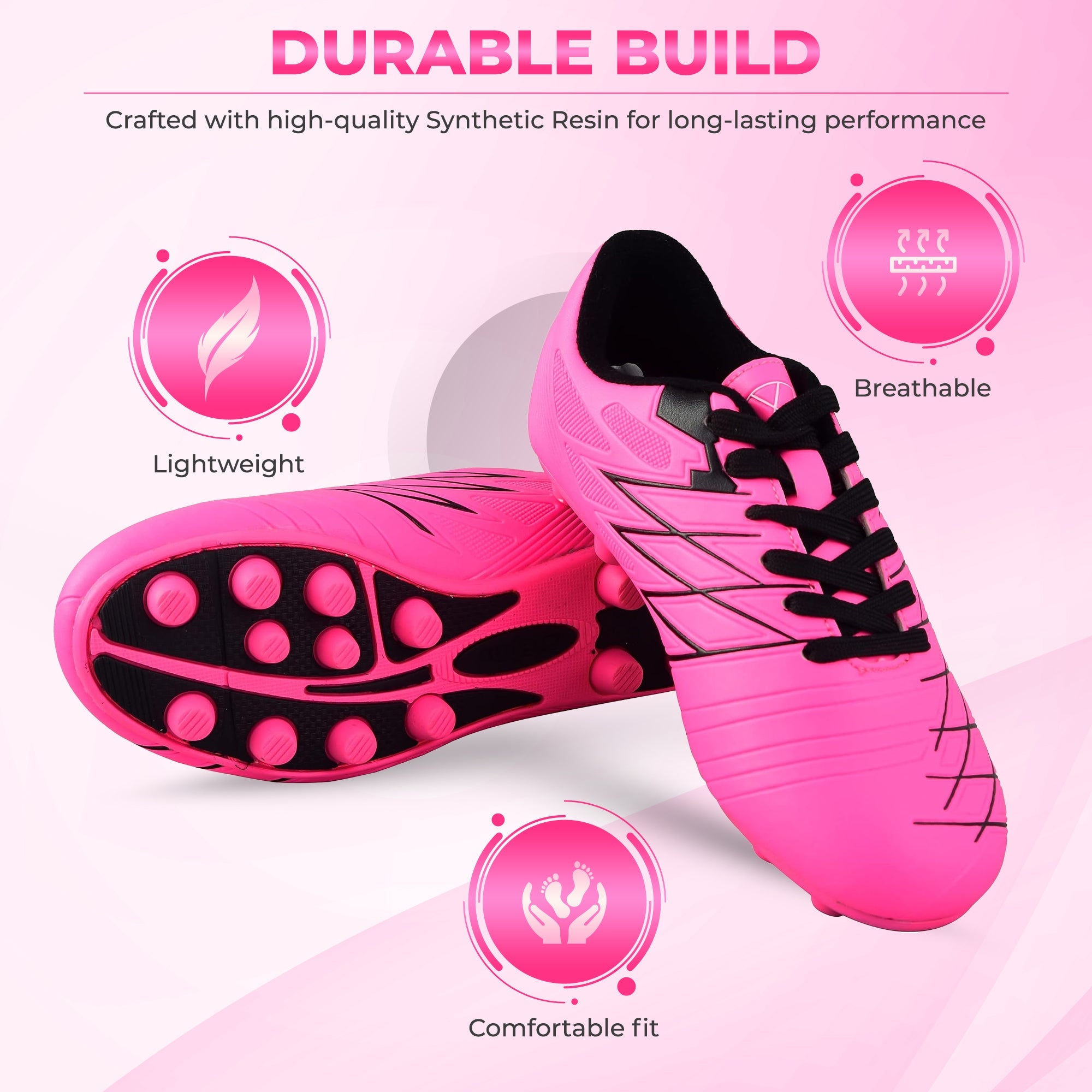Boca Firm Ground Soccer Shoes - Pink/Black