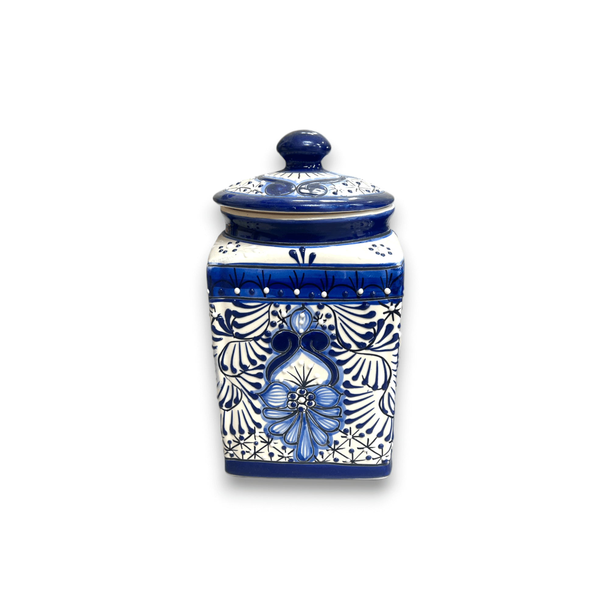Juego de botes de Talavera azul | Tarros de cerámica mexicana hechos a mano
