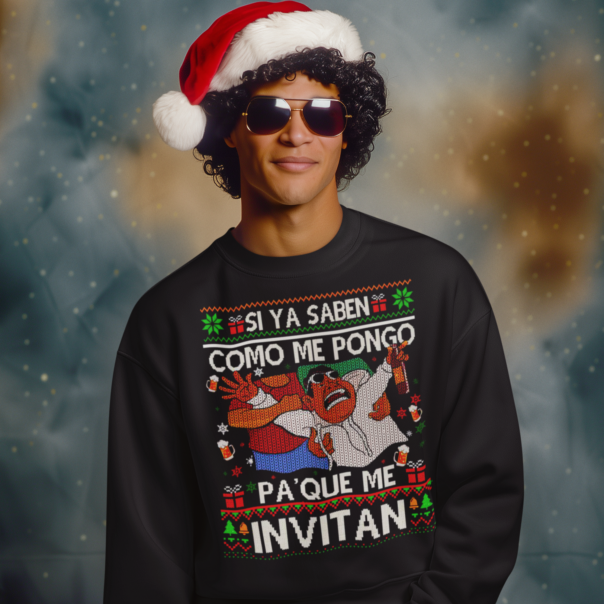 Si Ya Saben Como Me Pongo Pa Que Me Invitan Ugly Christmas Sweater | Sudadera cómoda con cuello redondo | Divertida Navidad Latina | 4 Colores