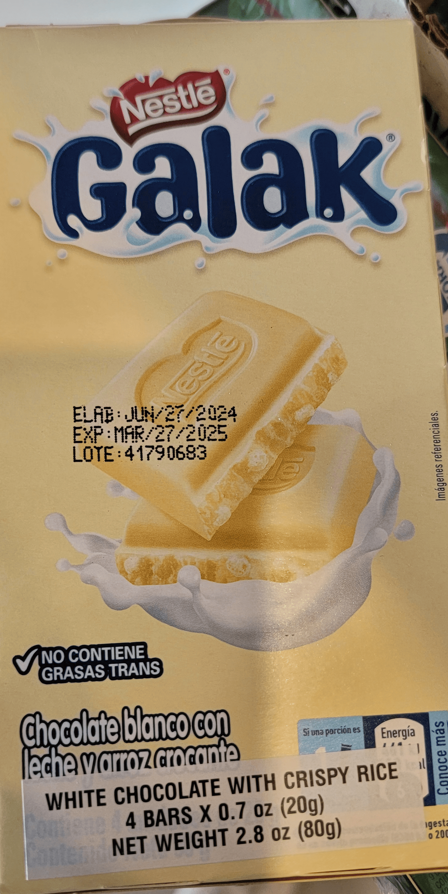 Chocolate Blanco Galak – Pack de 4 Barras