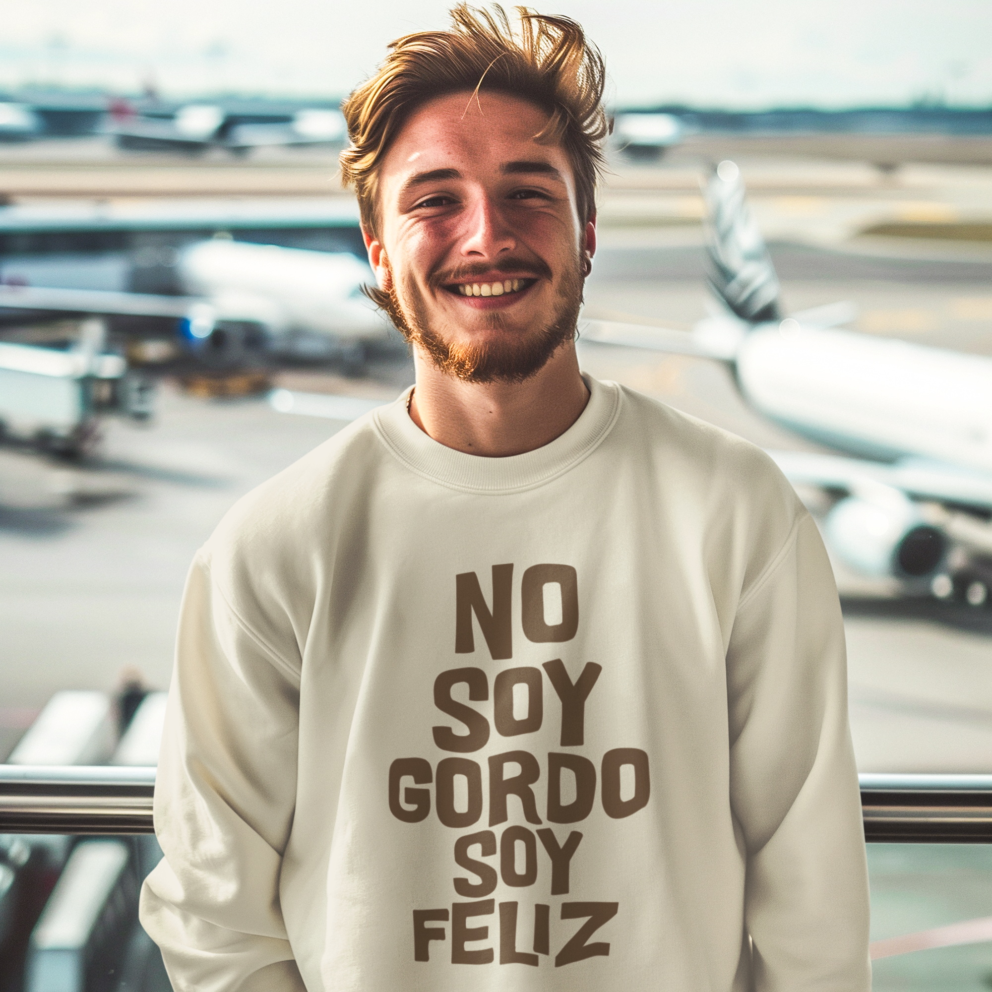 No Soy Gordo Soy Feliz Cozy Crewneck Sweater | Funny Viral Latino Meme | 3 Colors