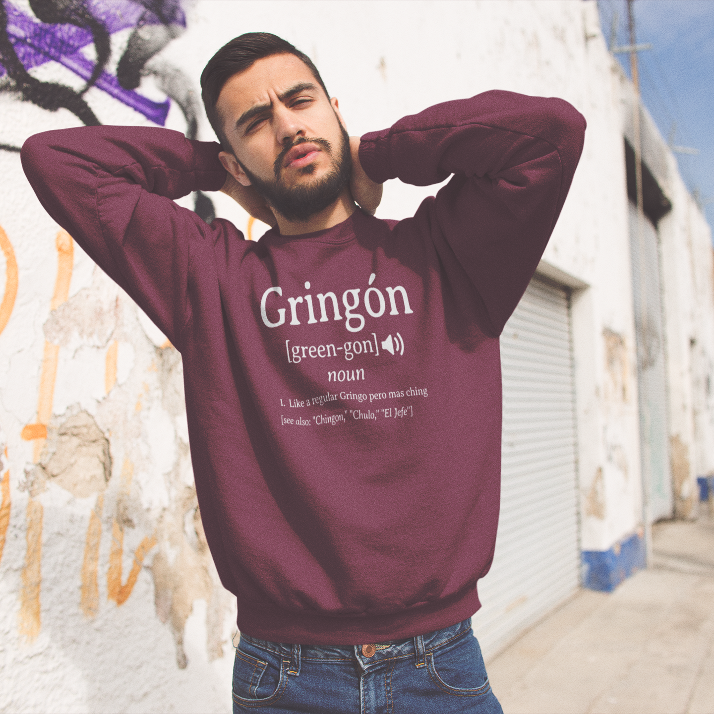 Suéter Gringon con forro polar y cuello redondo | Para los latinos más chingones (chiste) | 3 colores