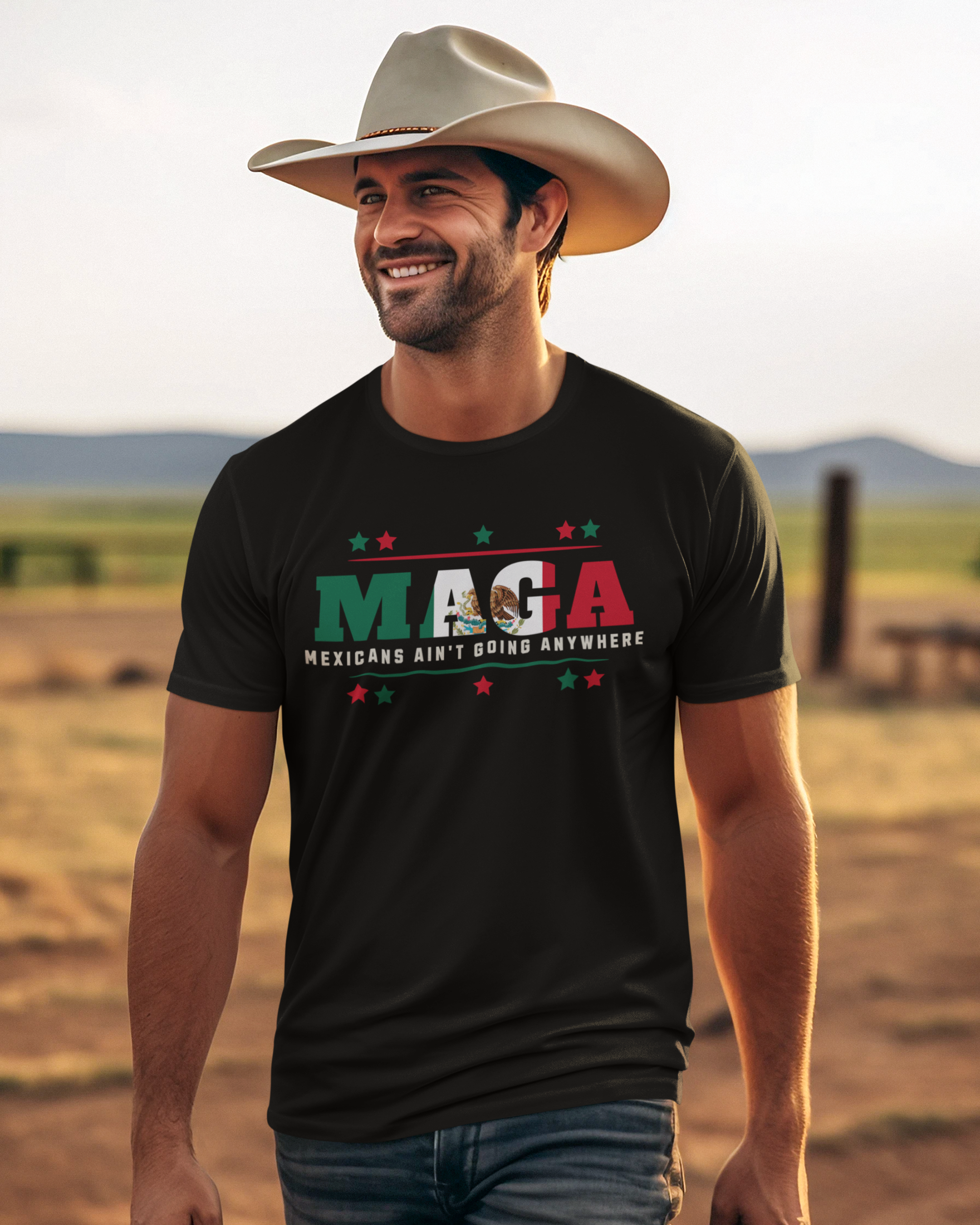 Camiseta Mexicans Ain't Going Anywhere | Camisetas virales divertidas latinas | 3 colores