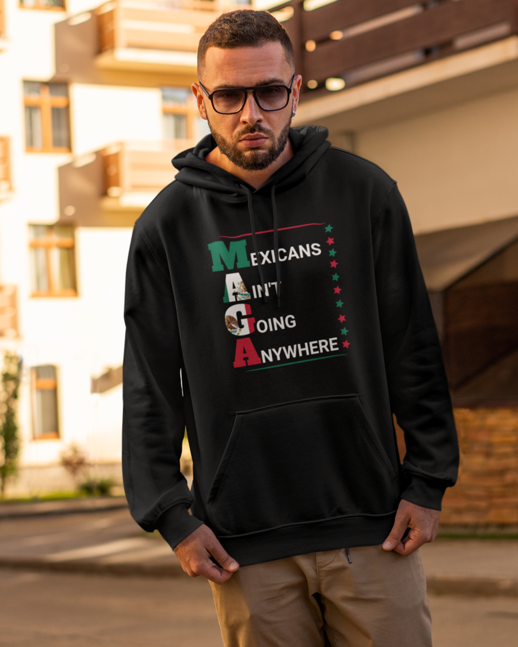 Sudadera cómoda y cálida "Los mexicanos no nos vamos a ningún lado" V2 | Orgullo latino divertido | 3 colores
