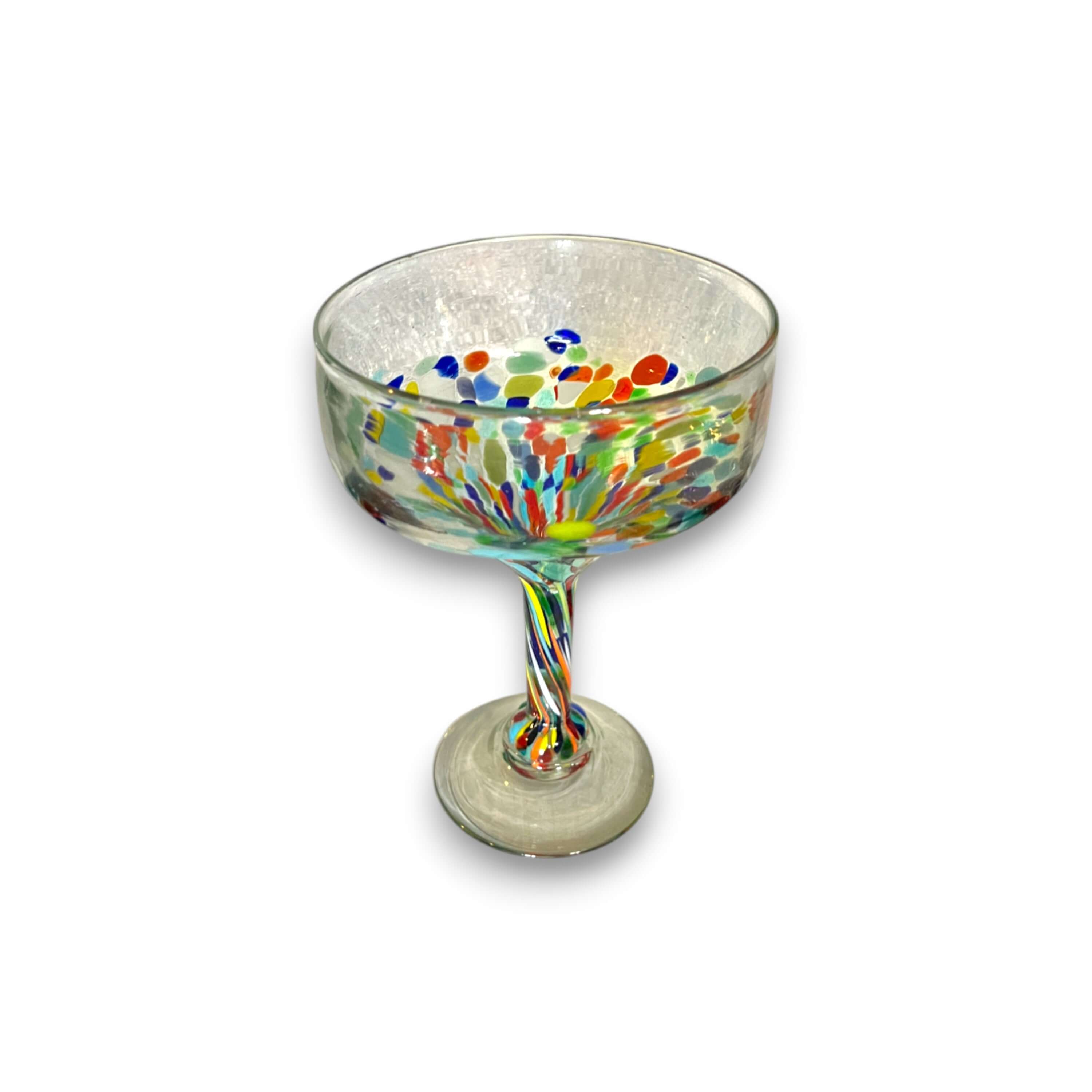 Hand-Blown Mexican Margarita Glass | Confetti Speckle Style