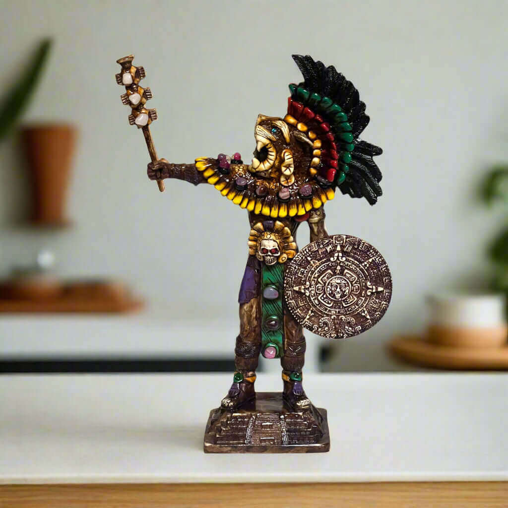 Estatua de guerrero azteca | Escultura cultural artesanal