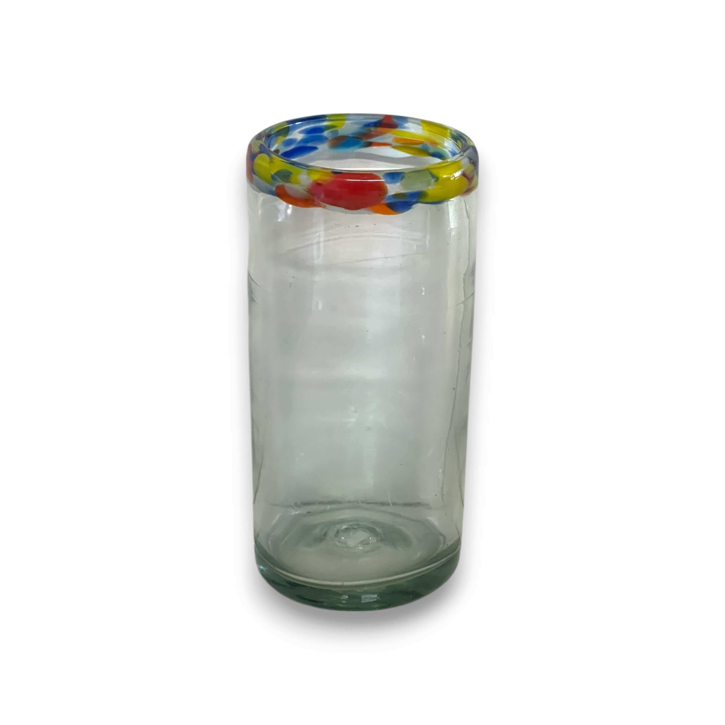 Vaso Colorido Soplado a Mano | Borde de Confeti