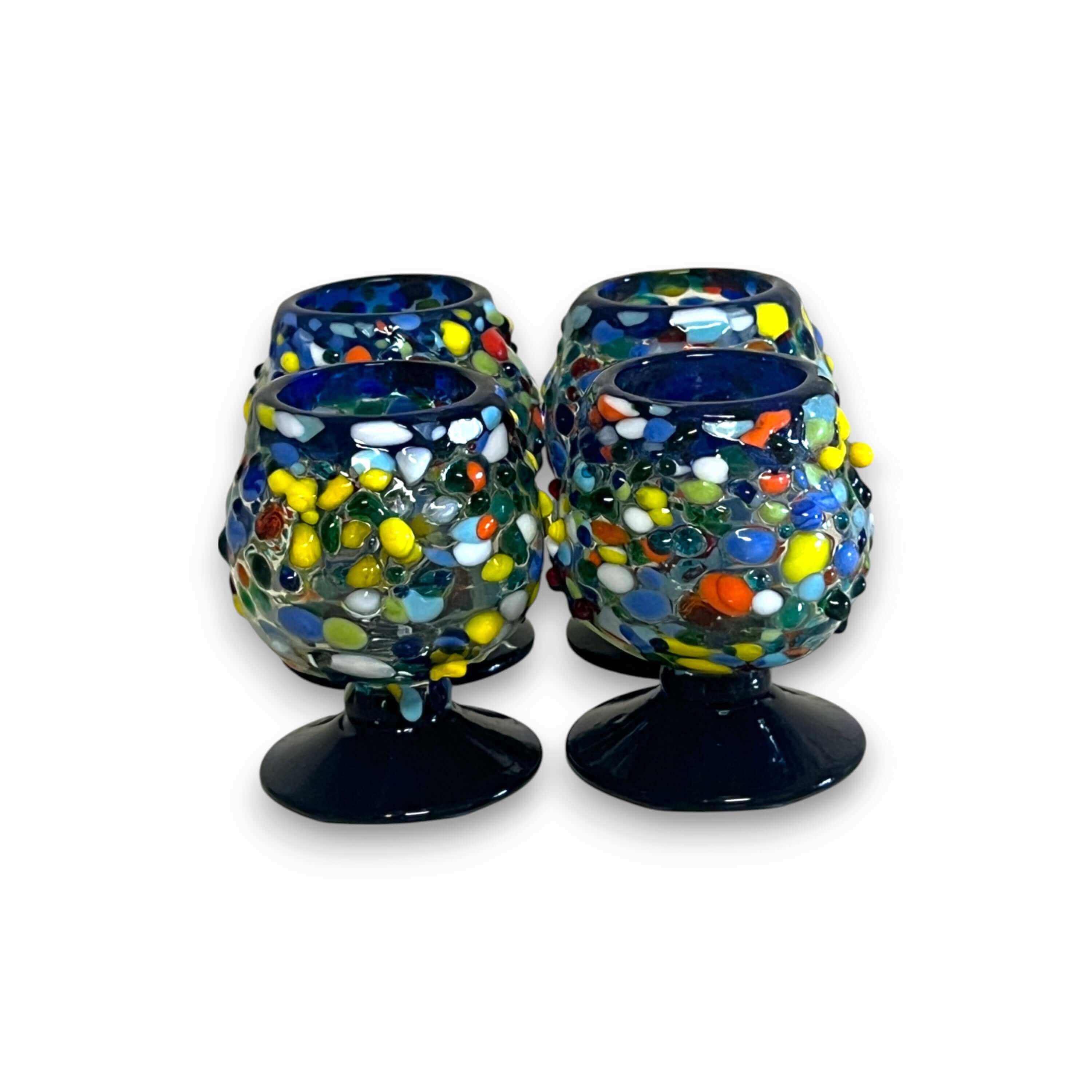 Vaso de chupito Confetti Rock | Estilo coñac con borde azul