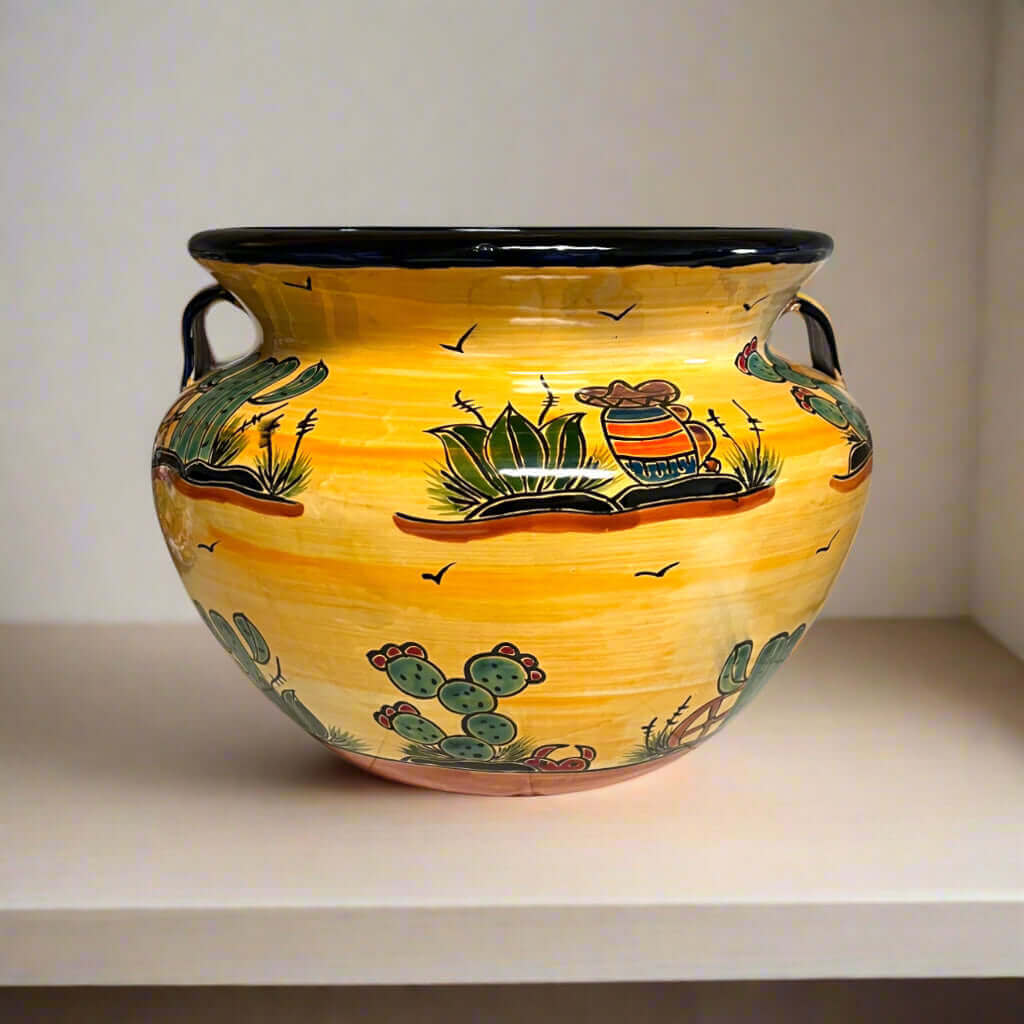 Maceta XL de Talavera | Jardinera con Diseño del Desierto Pintada a Mano