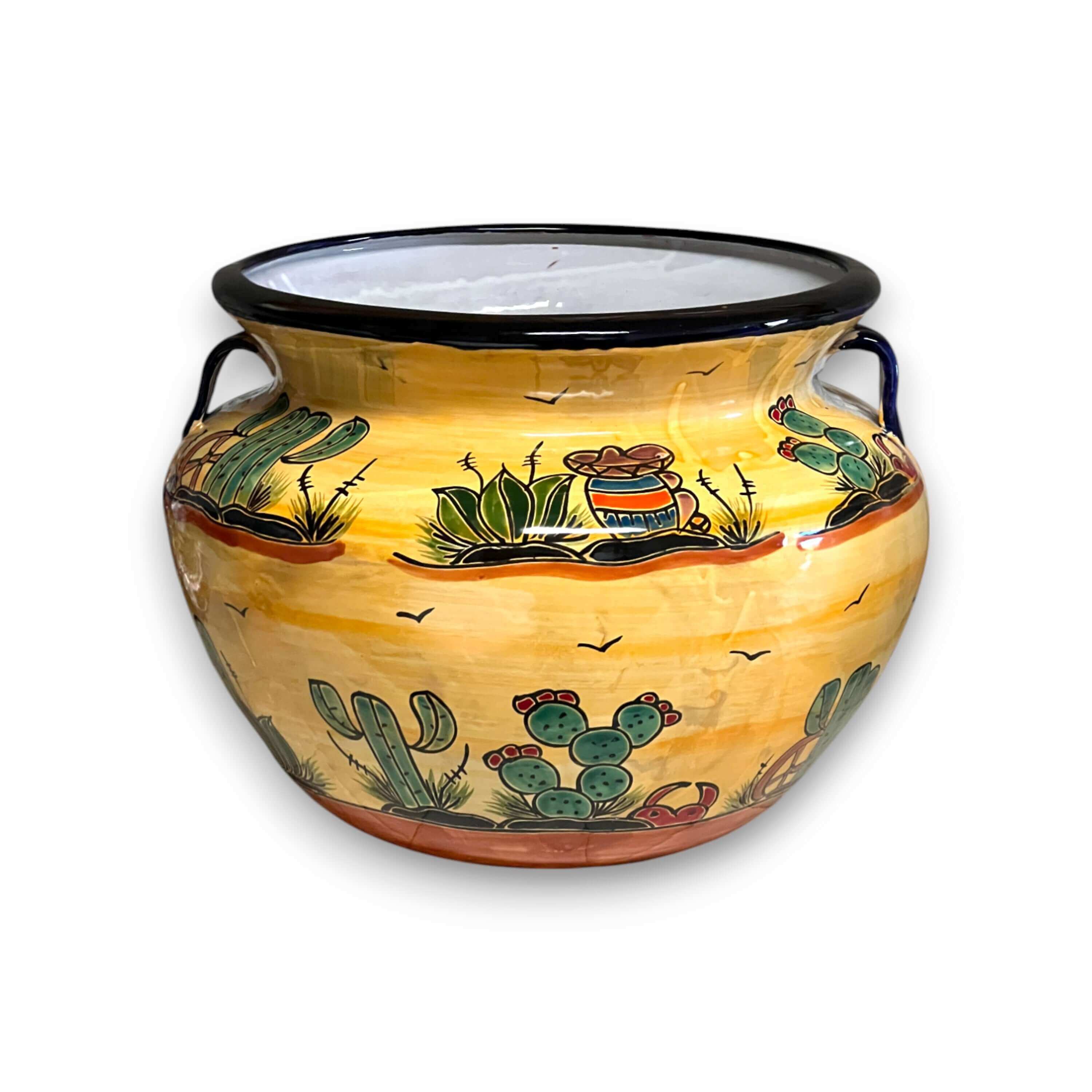 Maceta XL de Talavera | Jardinera con Diseño del Desierto Pintada a Mano