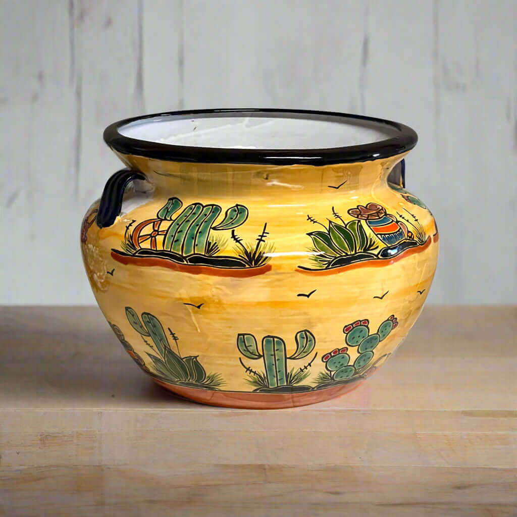 Maceta XL de Talavera | Jardinera con Diseño del Desierto Pintada a Mano