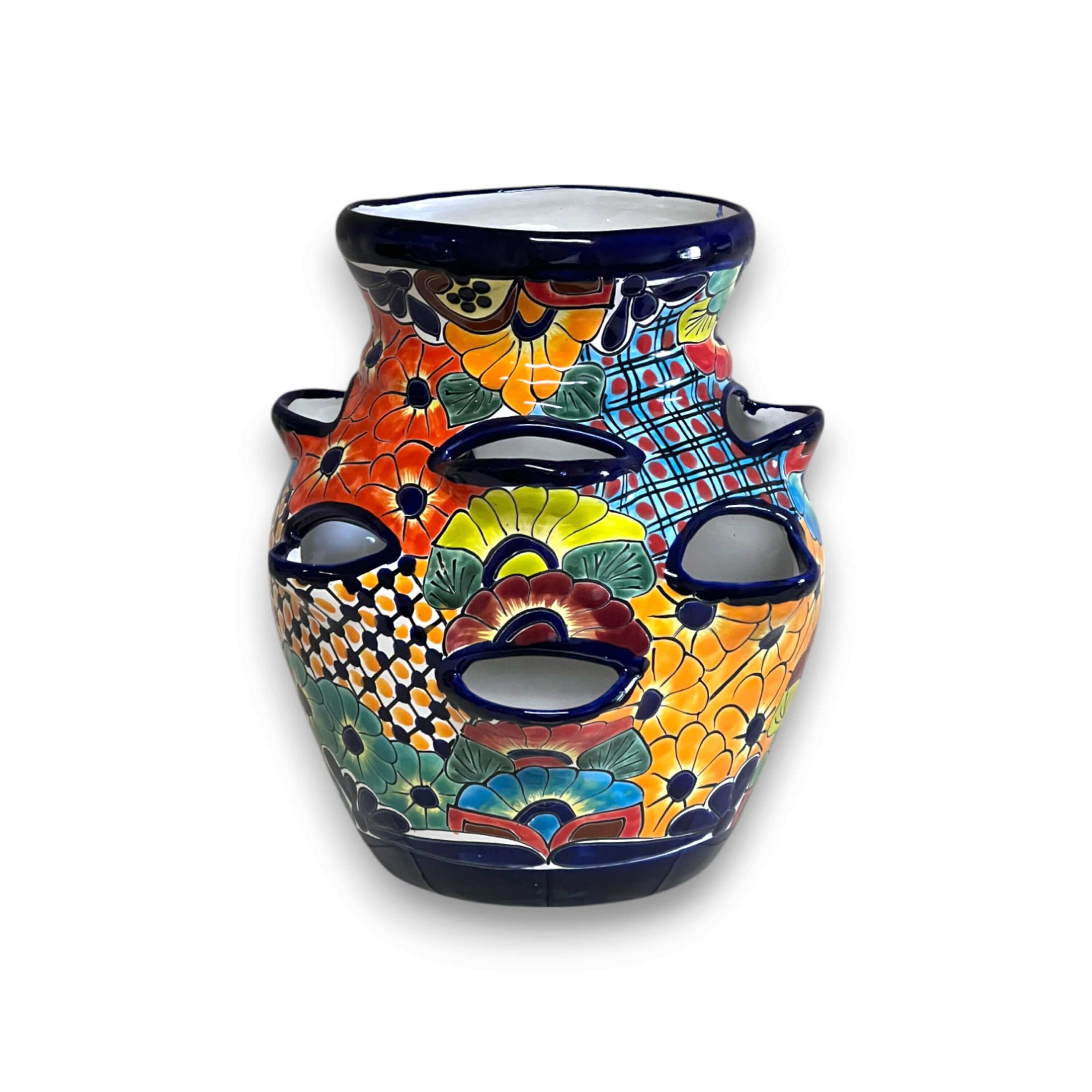 Maceta Jardinera de Fresa Talavera | Cerámica Mexicana Pintada a Mano