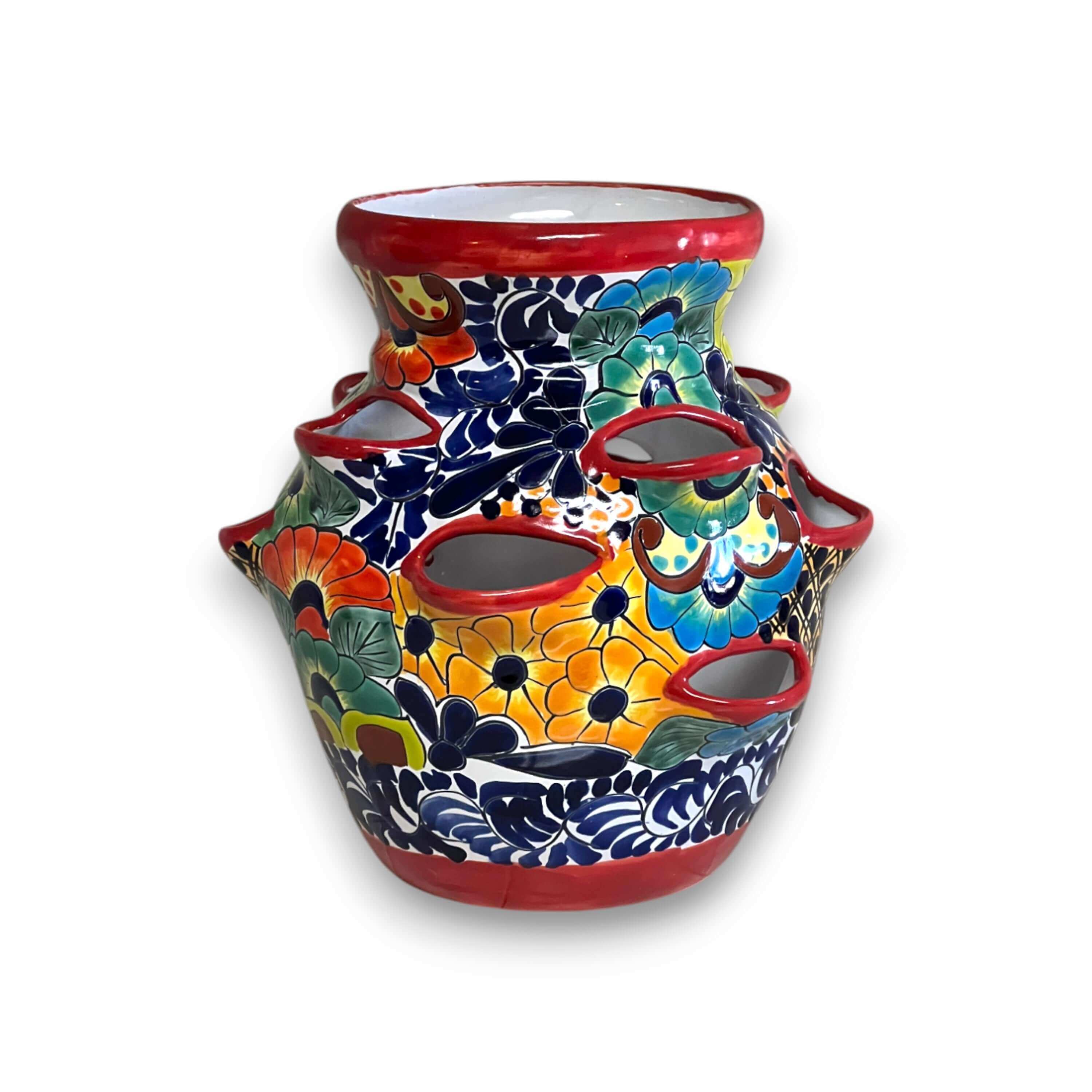 Maceta Jardinera de Fresa Talavera | Cerámica Mexicana Pintada a Mano