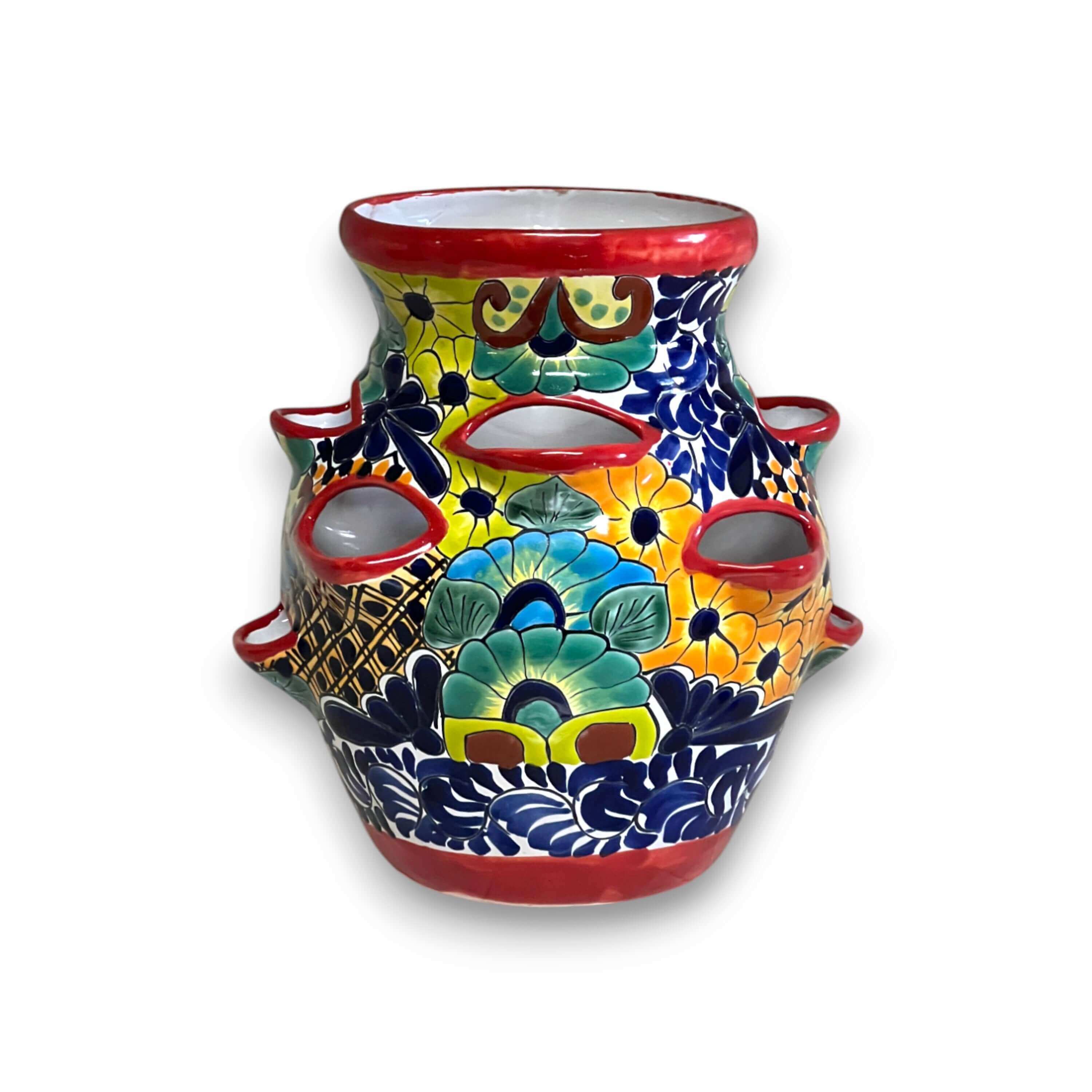 Maceta Jardinera de Fresa Talavera | Cerámica Mexicana Pintada a Mano