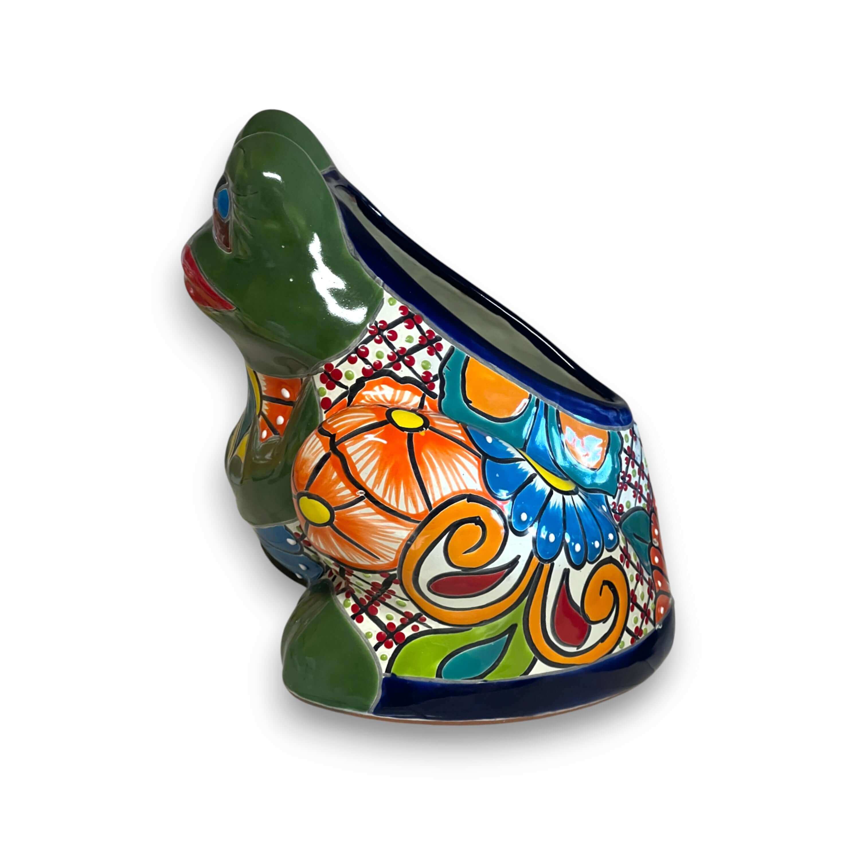 Maceta de rana de Talavera | Cerámica mexicana artesanal colorida