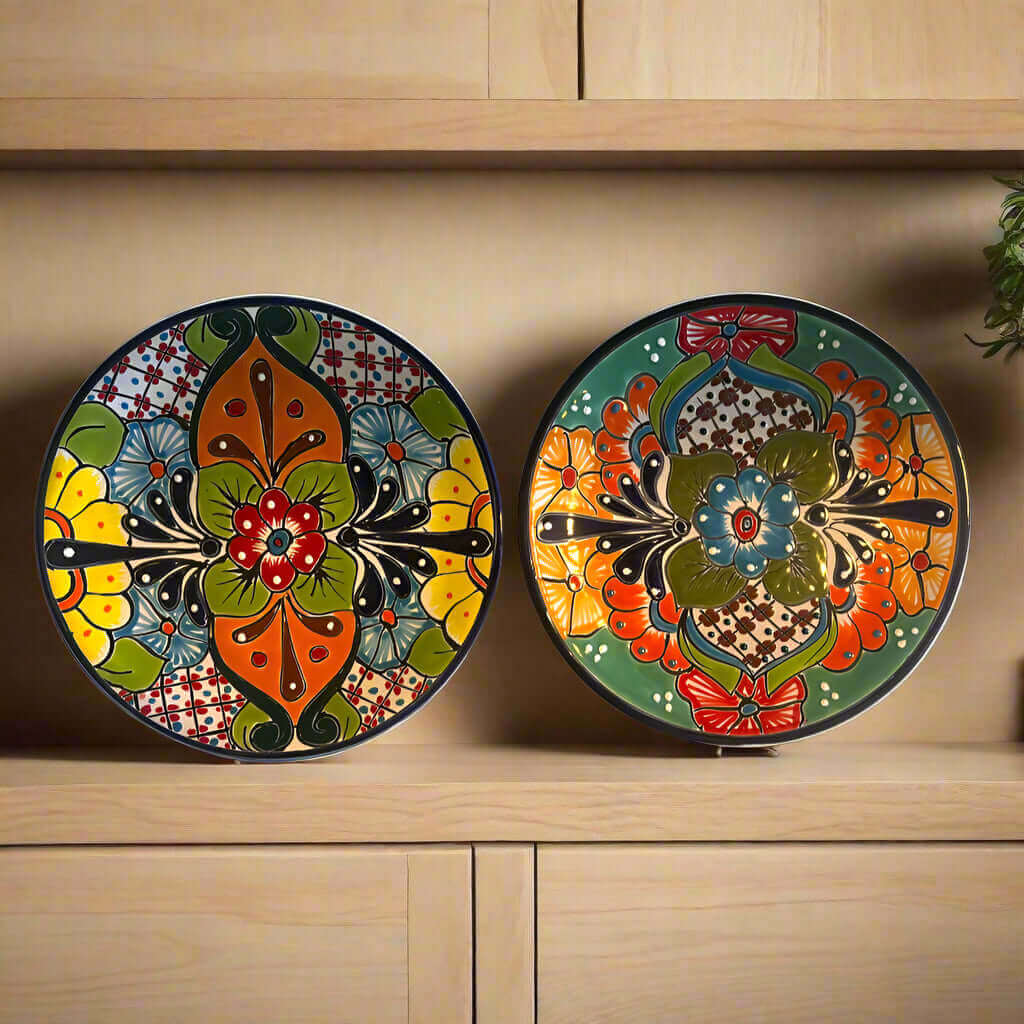 Plato de cena de Talavera de 11.5" | Plato de arte popular mexicano pintado a mano