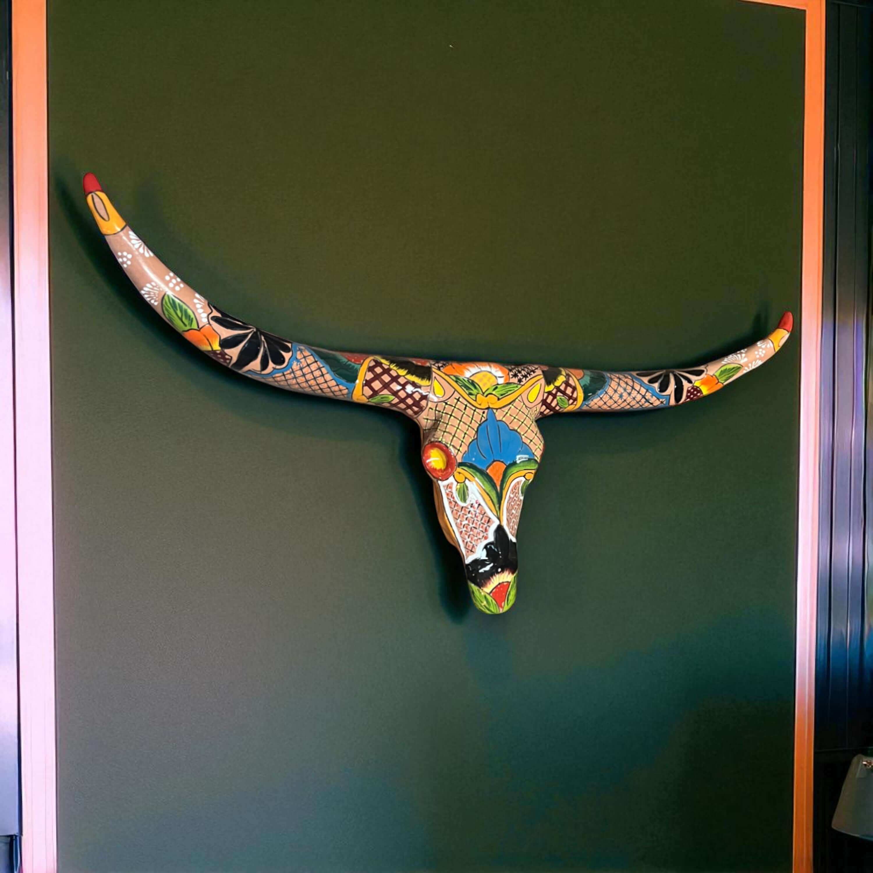 Cráneo de Toro Talavera | Arte de Pared Mexicano Hecho a Mano