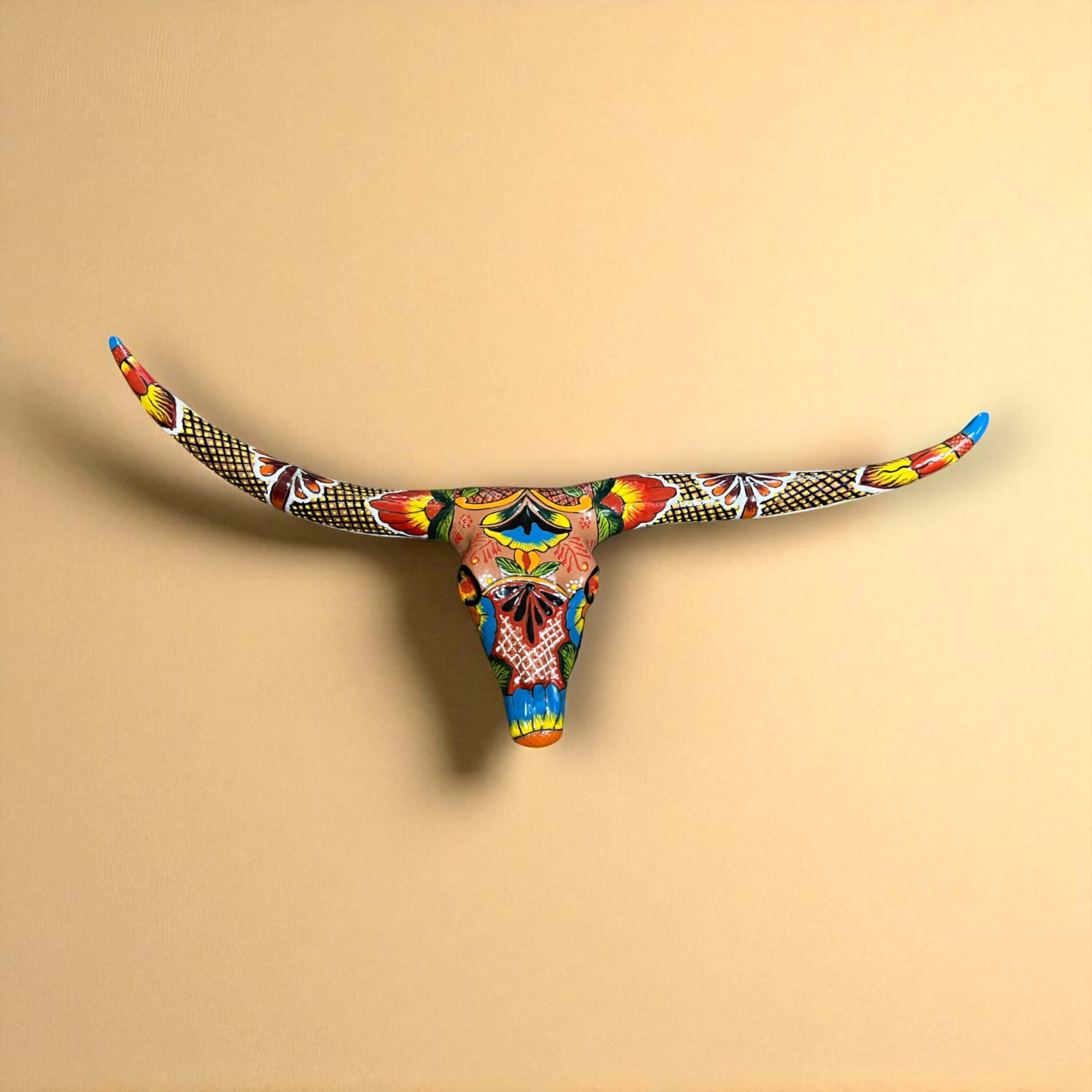 Cráneo de Toro Talavera | Arte de Pared Mexicano Hecho a Mano