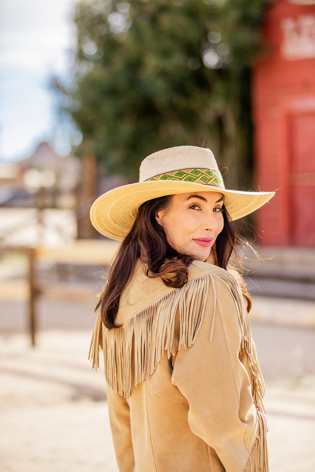 Sombrero de paja de ala ancha estilo vaquero