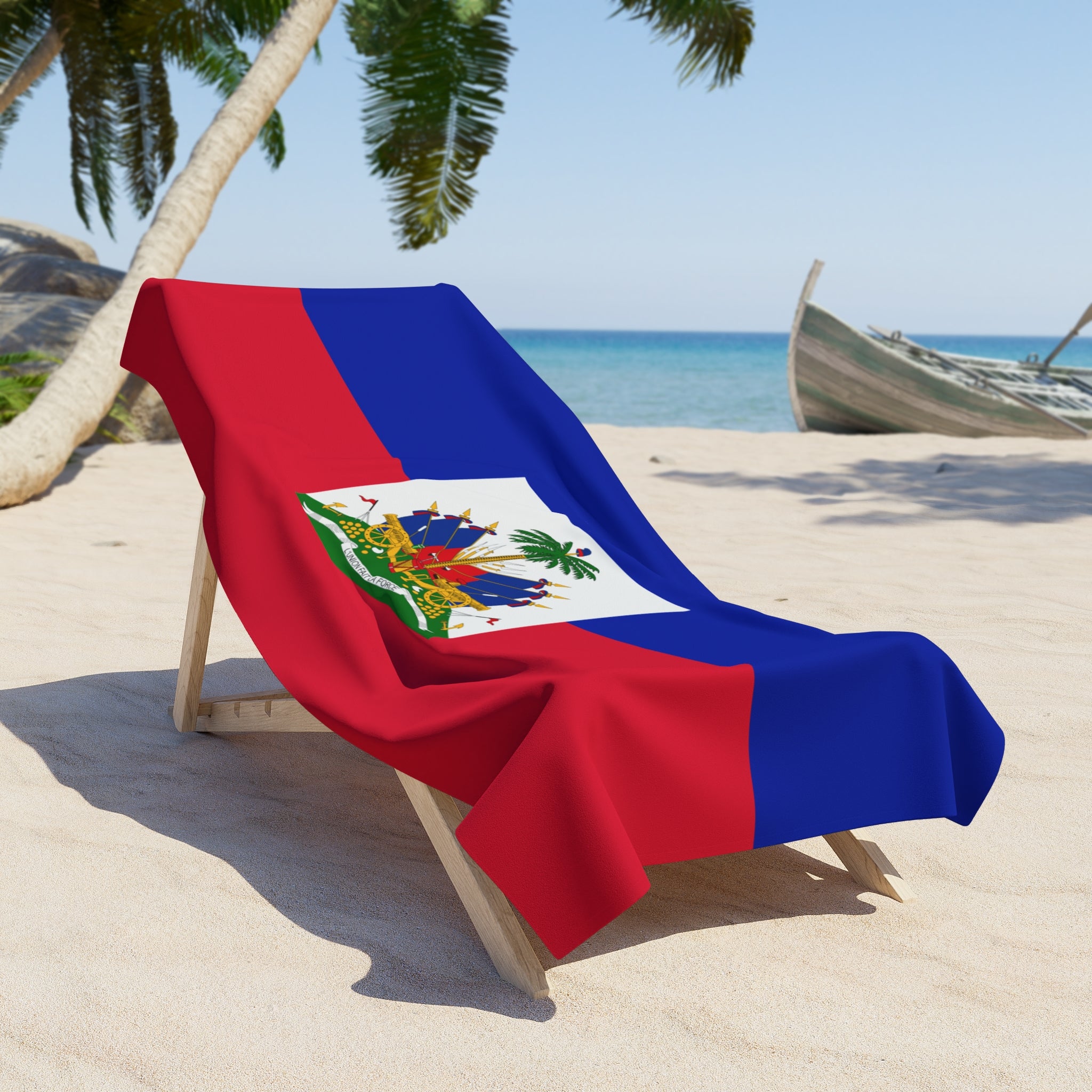 Toalla de playa con la bandera de Haití | Calidad y duradera - 2 tamaños | Orgullo haitiano | Regalo para haitianos