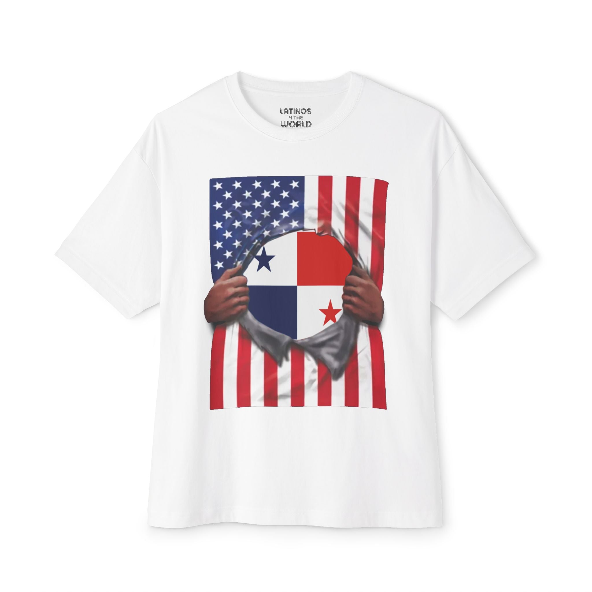 Camiseta Orgullo Bandera de Panamá + Bandera de EE. UU. | Bandera Panameña + Americana Rasgada 4 de Julio | Camisetas Virales Latinas Divertidas | Unisexo - 4 Colores