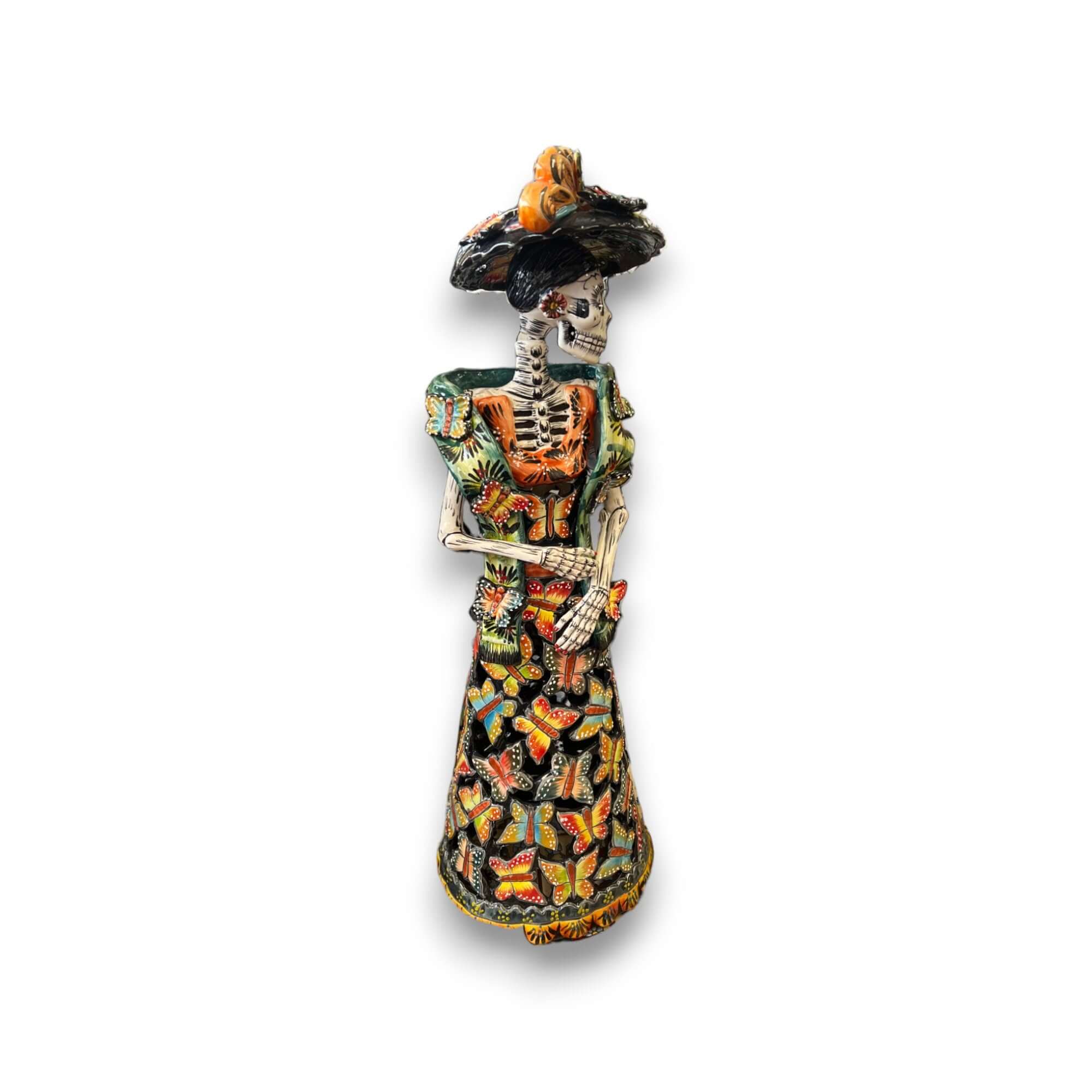 Cerámica Talavera hecha a mano del Día de Muertos | Calavera Mujer de 68.5 cm de alto
