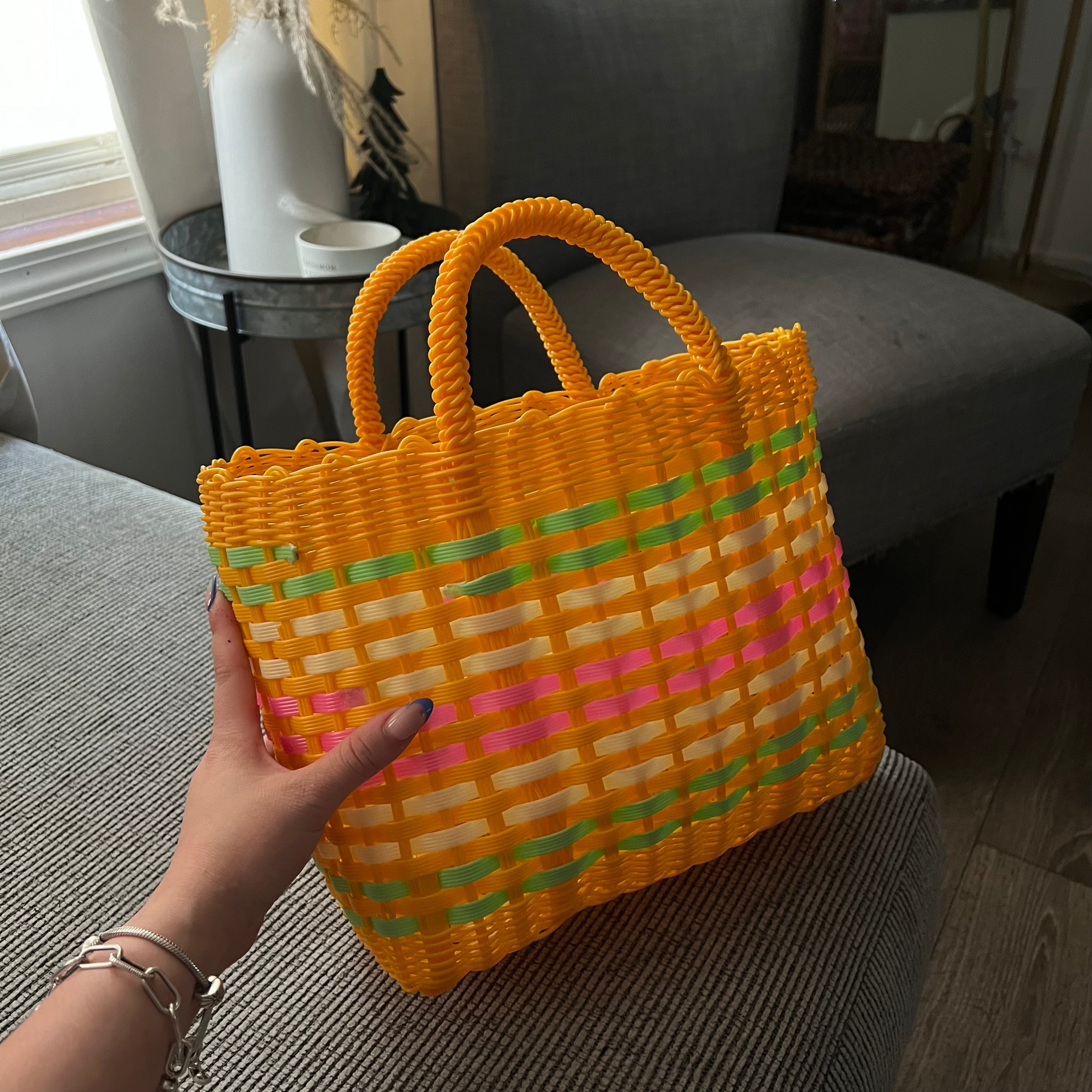 Bolsa de mercado mexicana tejida a mano