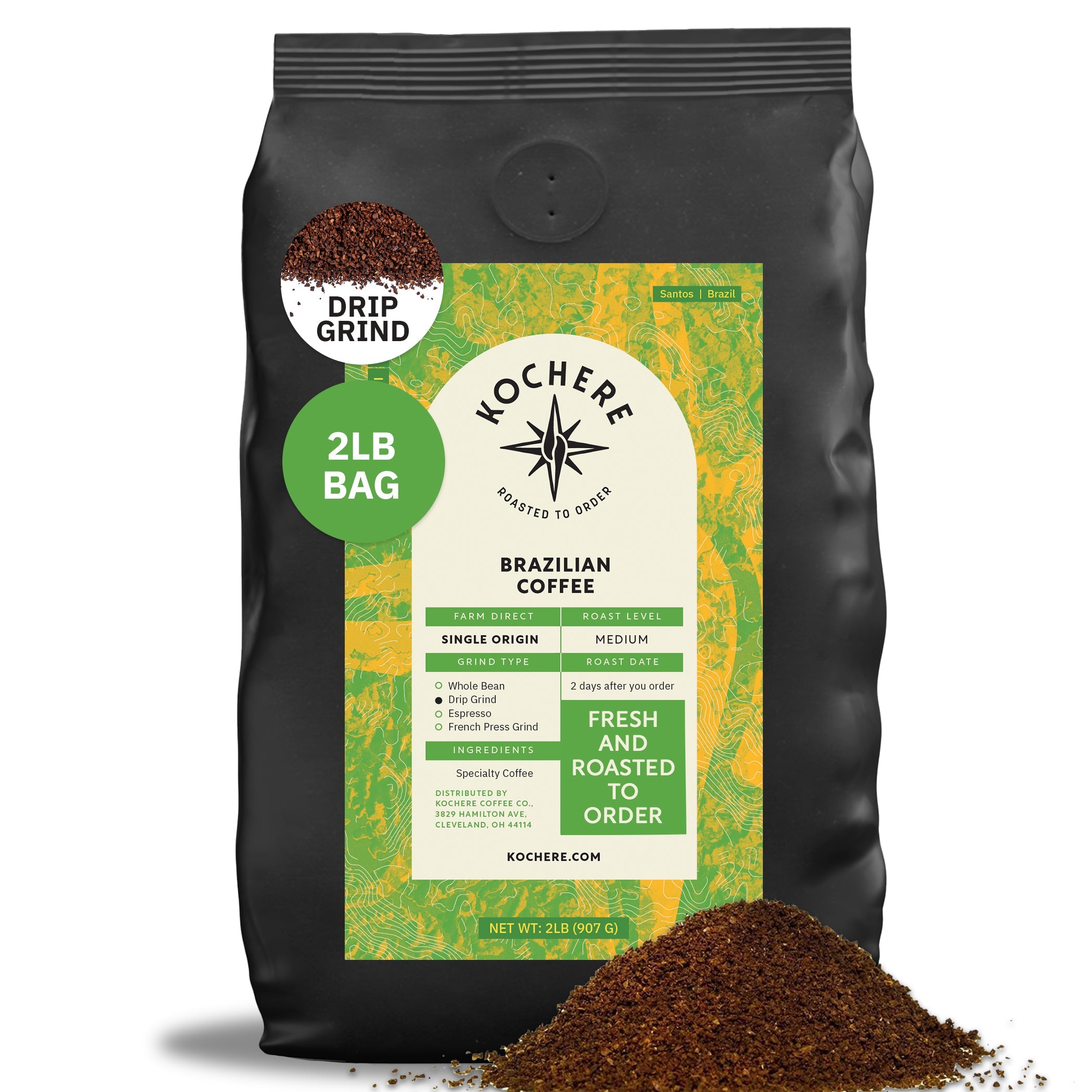 Kochere Coffee Brazilian Santos Medium Roast - Smooth, Elegant, Cocoa Notes