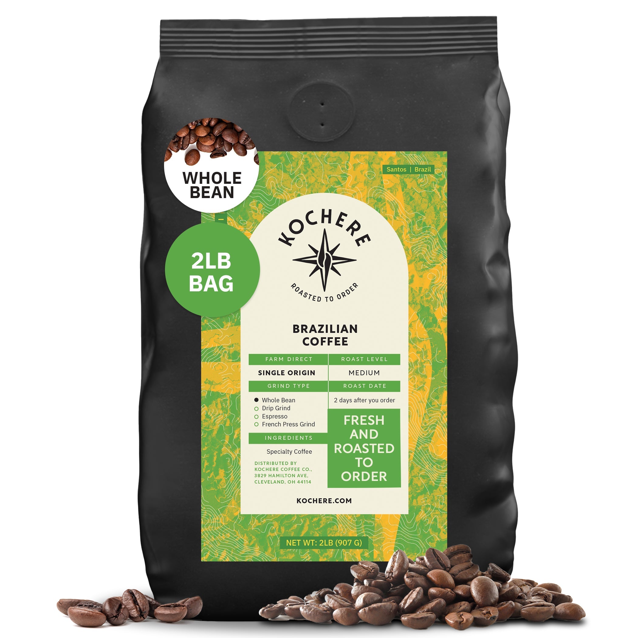 Kochere Coffee Brazilian Santos Medium Roast - Smooth, Elegant, Cocoa Notes