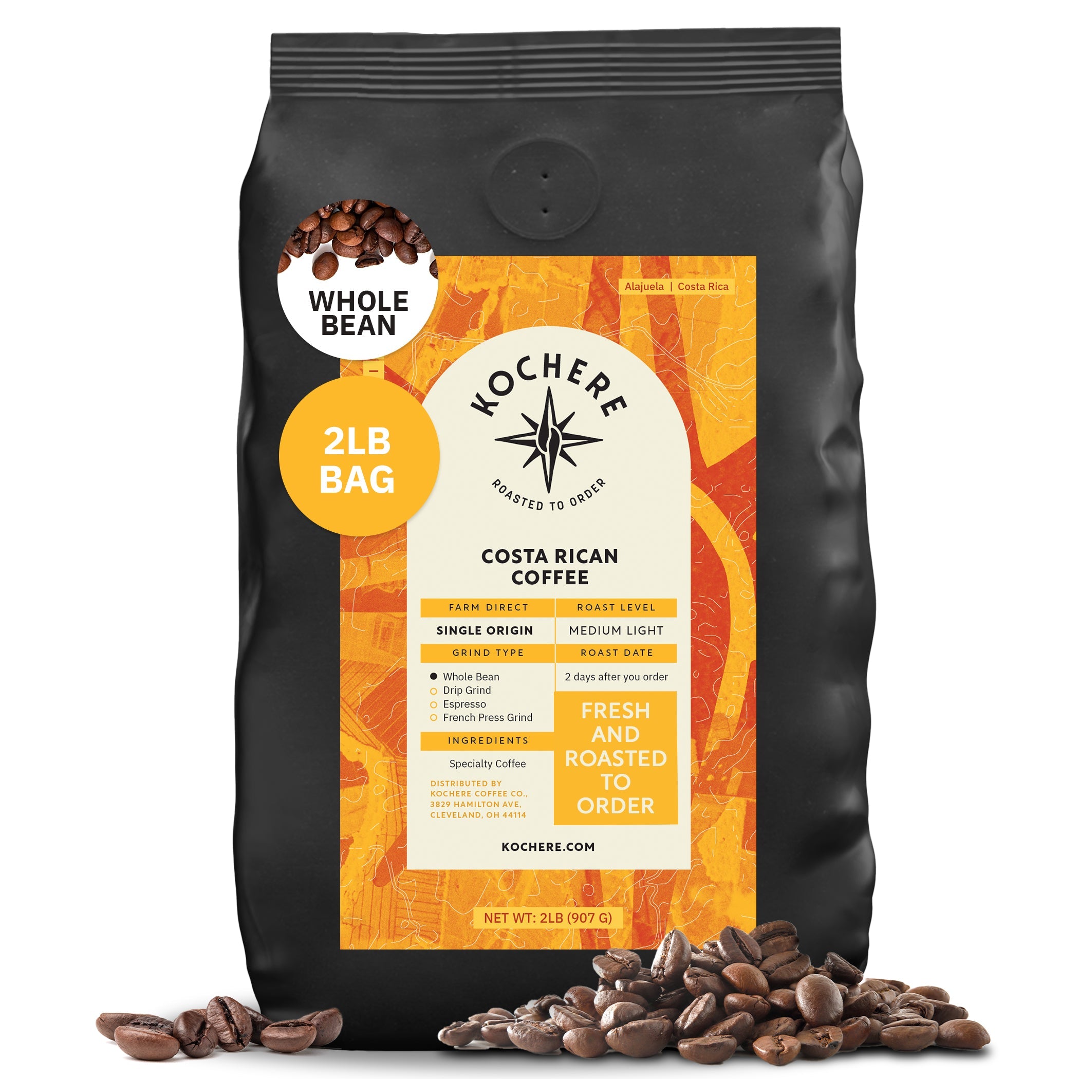 Café Kochere de Costa Rica, Alajuela, Tostado Medio Claro - Notas de Manzana Dulce, Pasa