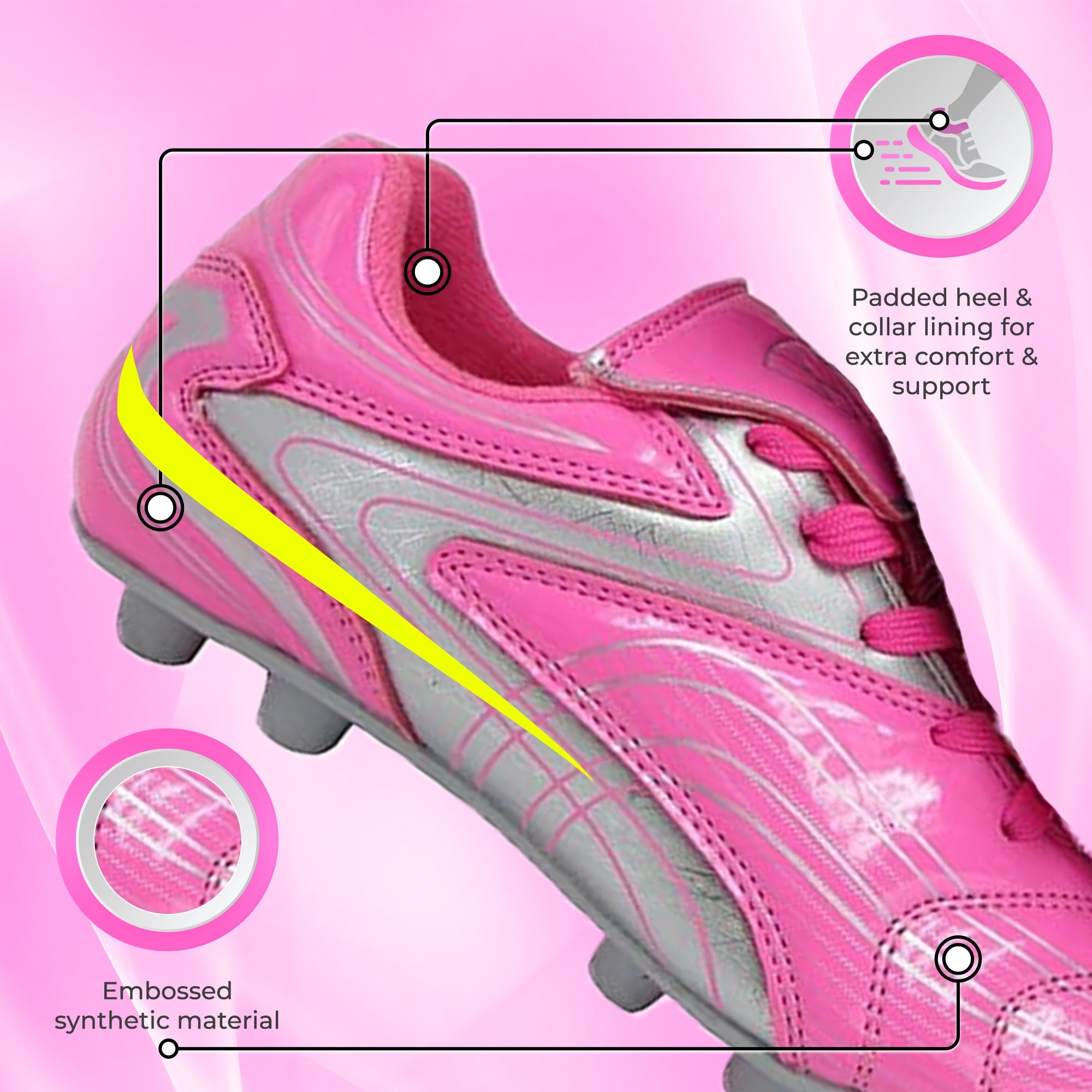 Striker Firm Ground Soccer Shoes -Pink/Silver