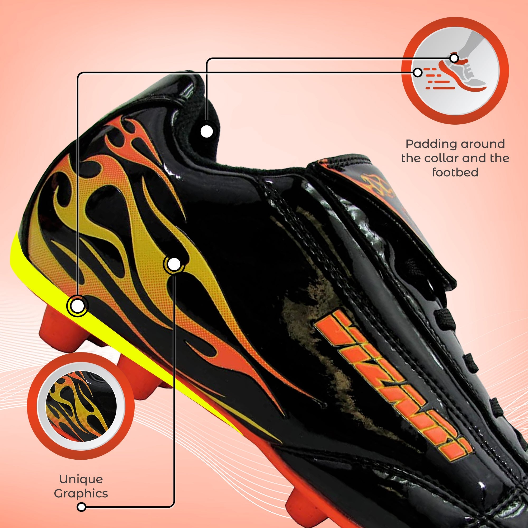 Blaze Firm Ground Soccer Shoes -Black/Orange