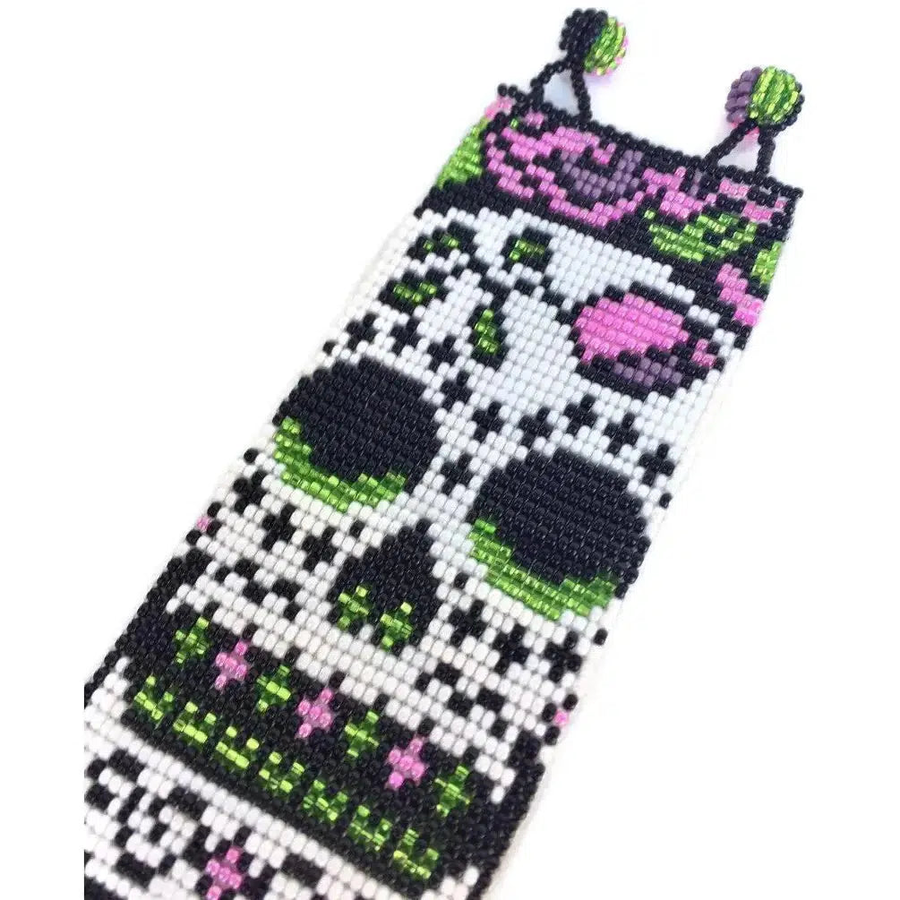 Calavera de Azúcar | Pulsera Catrina de Cuentas de Semilla con Cierre Ajustable - Guatemala