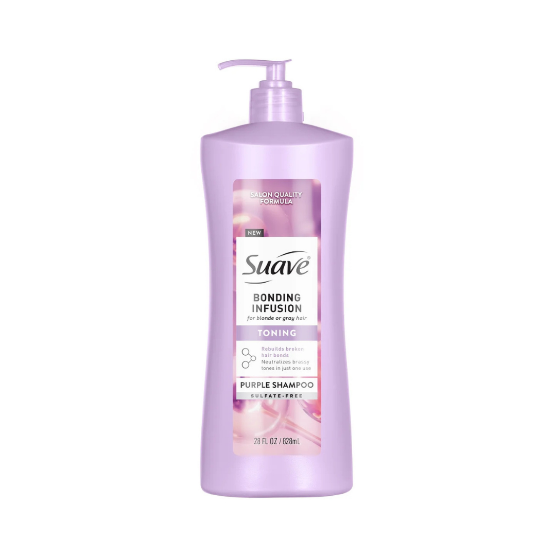 Champú matizador morado Suave Bonding Infusion para cabello rubio y gris (828 ml)