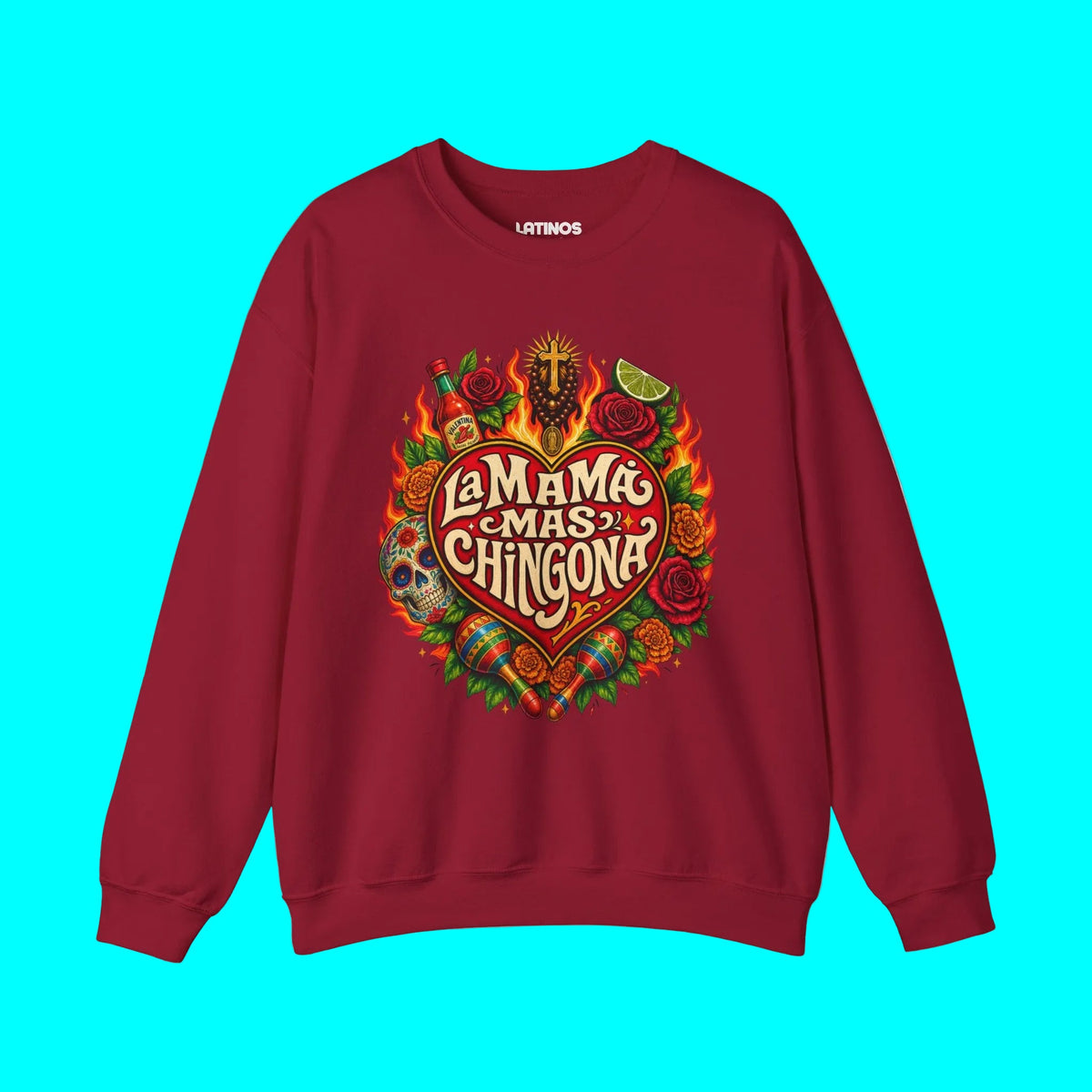 LA MAMÁ MAS CHINGONA Comfy Fleece-Lined Crewneck Sweatshirt | Dia De La Madre, Mother's Day | Funny Latino Pride