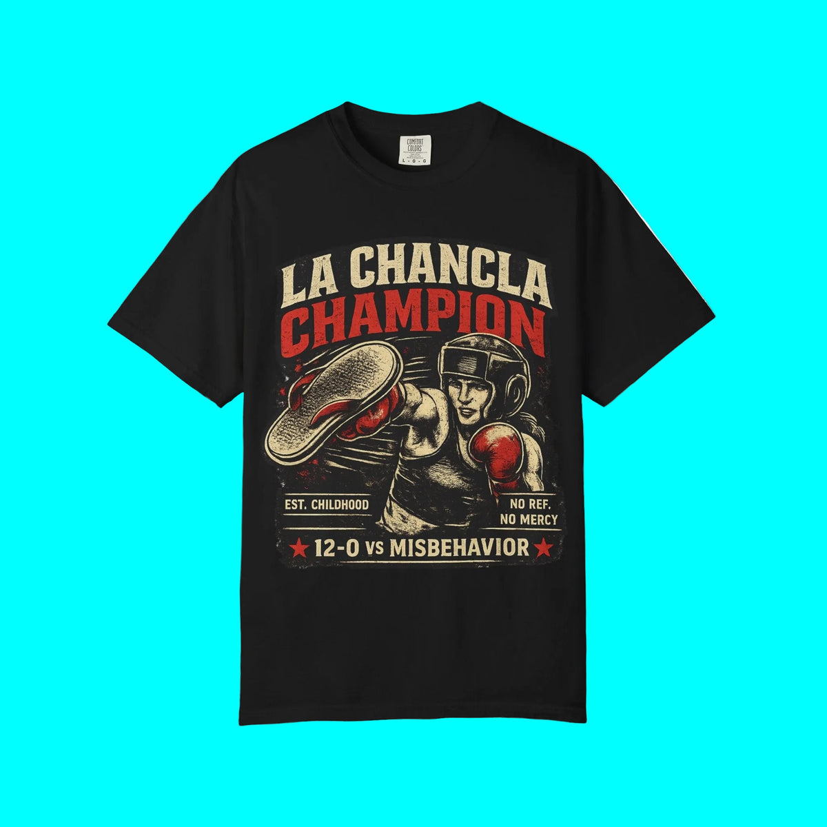 LA CHANCLA CHAMPION Boxing Chancleta T-shirt | Dia De La Madre, Mother's Day | Funny Latino Pride | Heavyweight Cotton