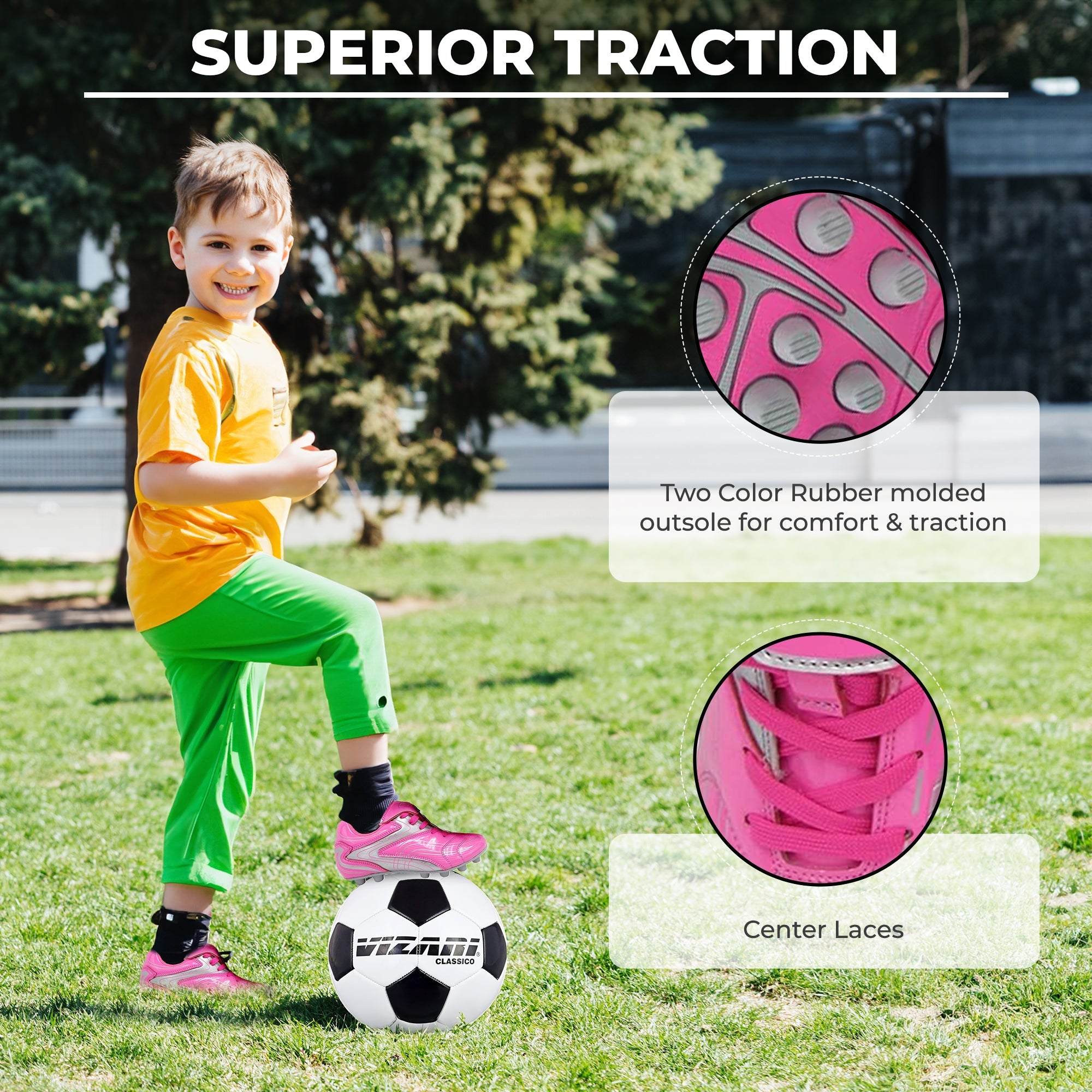 Striker Firm Ground Soccer Shoes -Pink/Silver