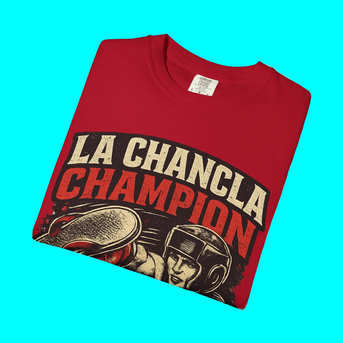 LA CHANCLA CHAMPION Boxing Chancleta T-shirt | Dia De La Madre, Mother's Day | Funny Latino Pride | Heavyweight Cotton
