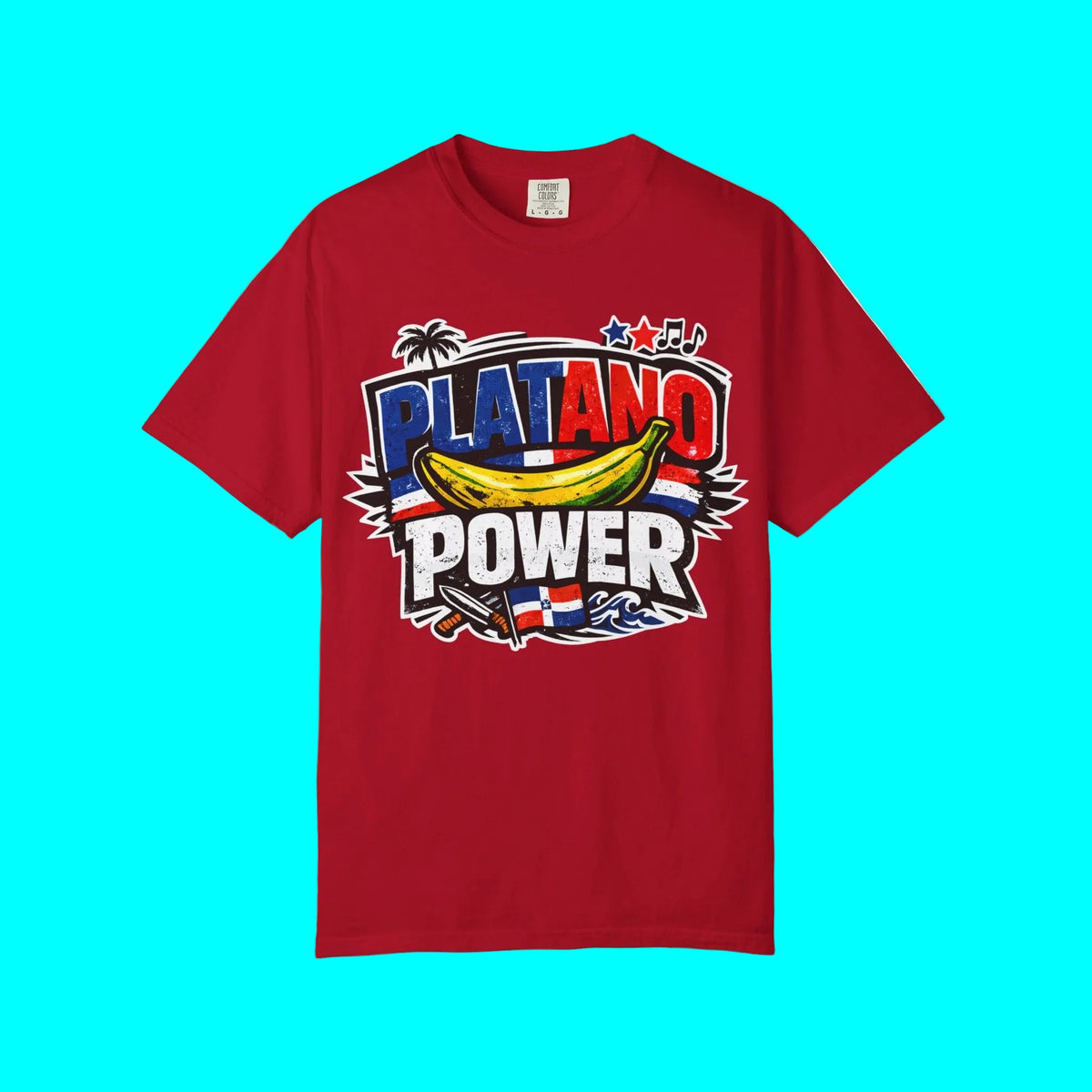 PLATANO POWER, Team Dominican Republic T-shirt | DR Baseball USA Funny Viral Latino Tees | Heavyweight Cotton