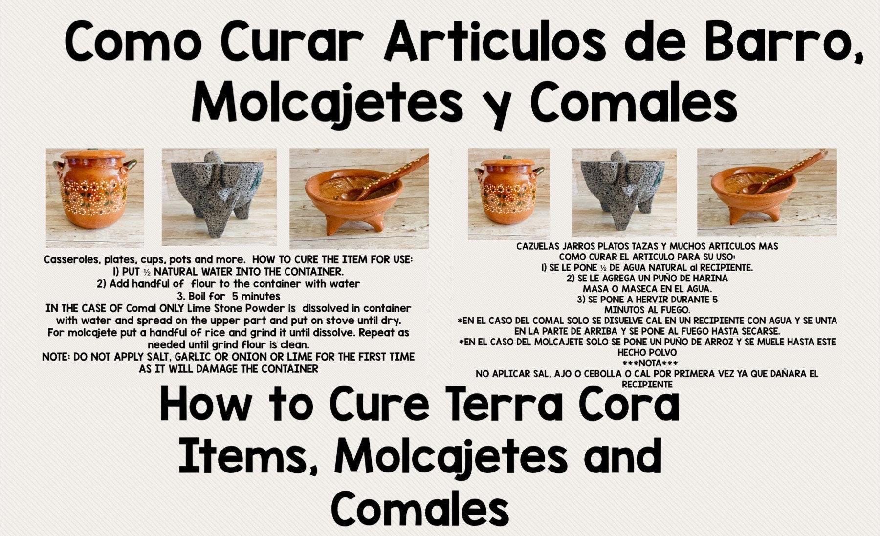 Authentic Mexican Molcajete with Spoon Molcajete Mexicano de Barro con Cuchara