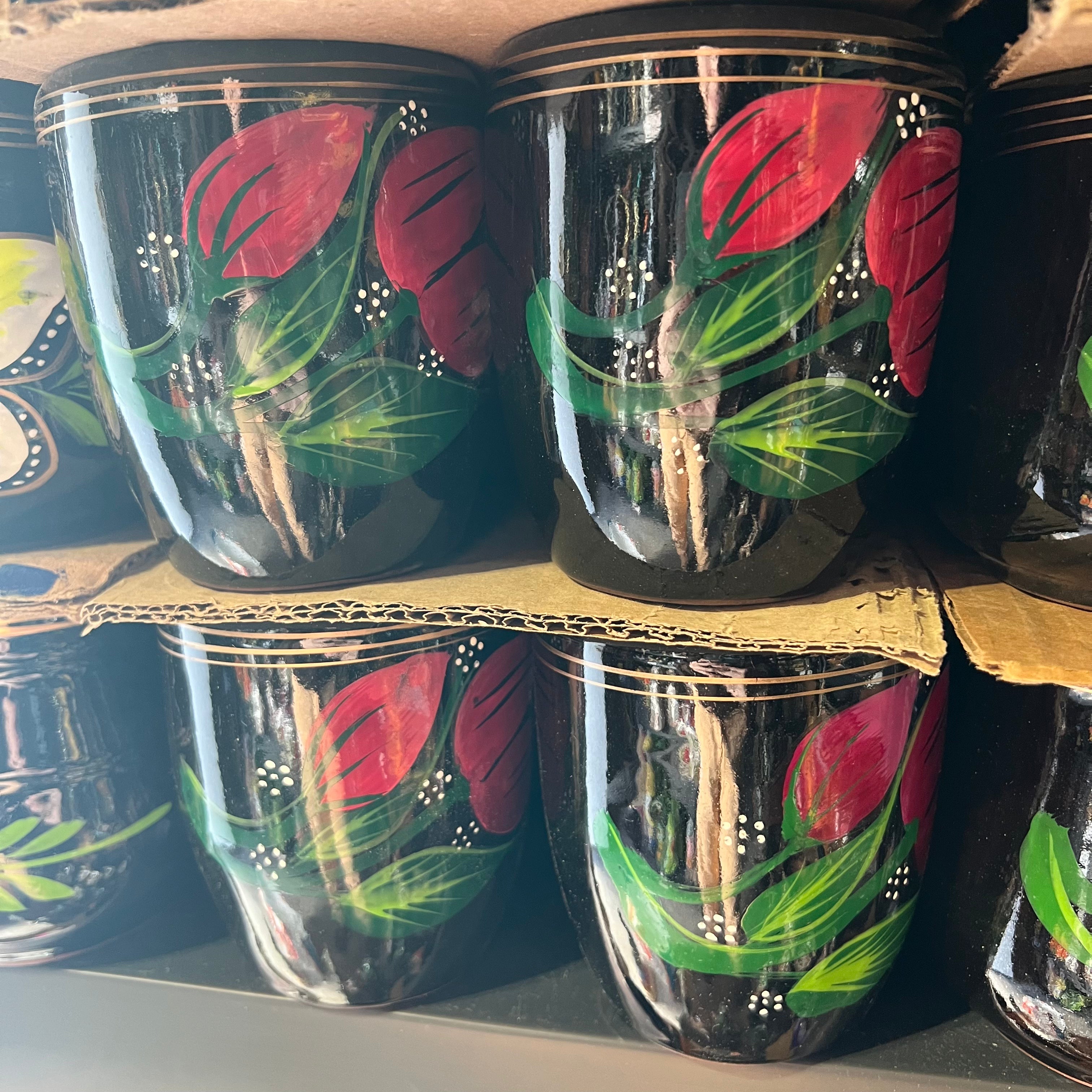 Taza regular artesanal floral