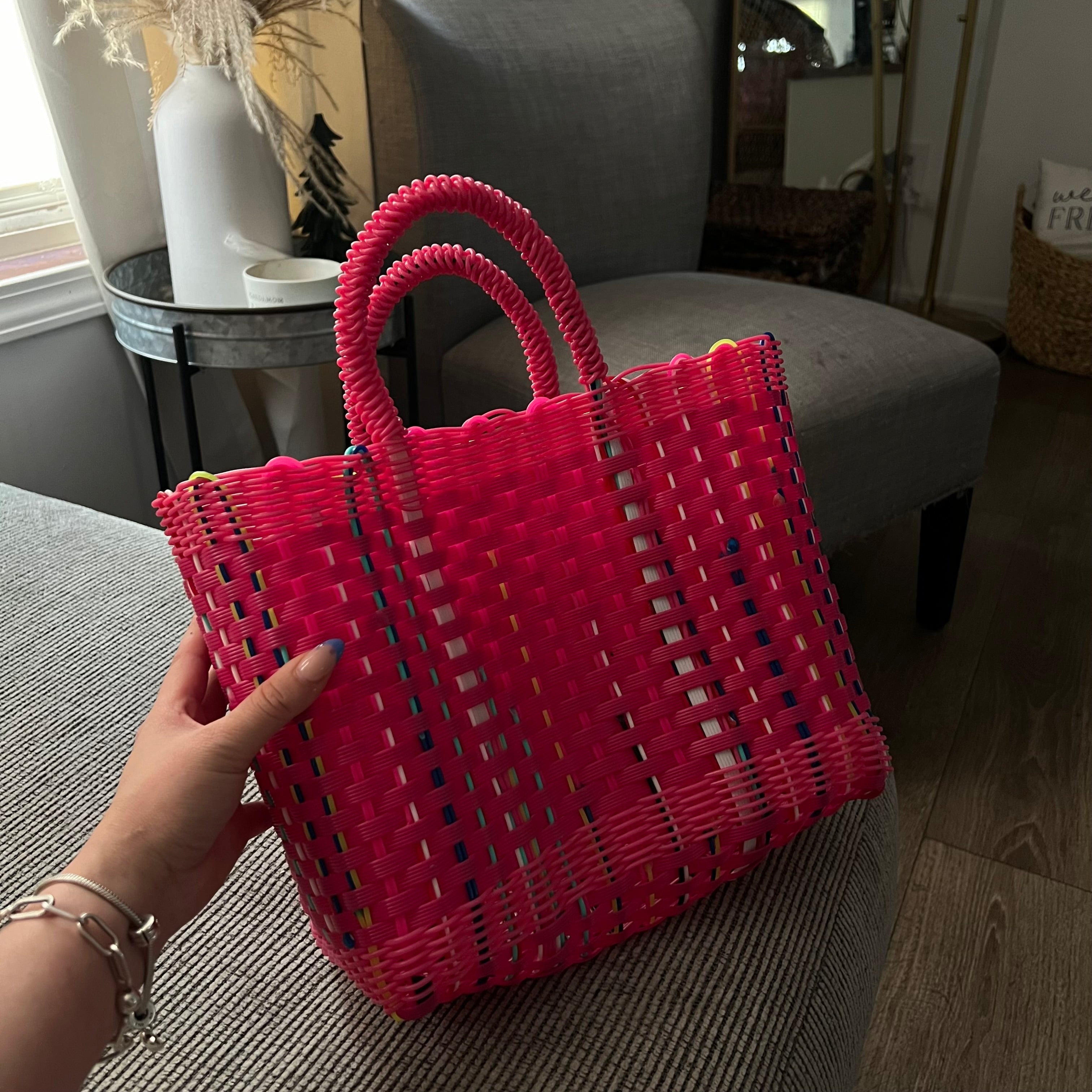 Bolsa de mercado mexicana tejida a mano