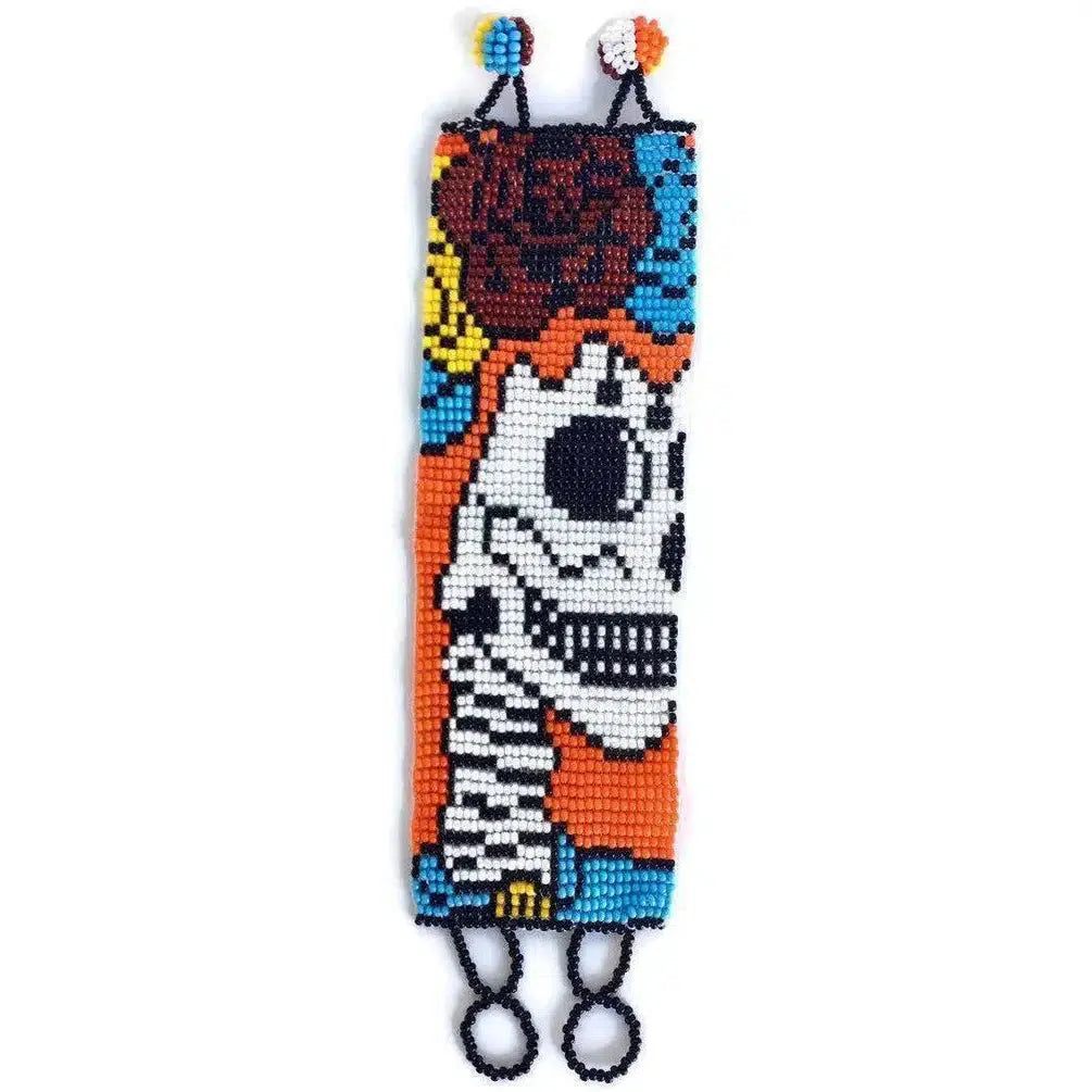 Calavera de Azúcar | Pulsera Catrina de Cuentas de Semilla con Cierre Ajustable - Guatemala