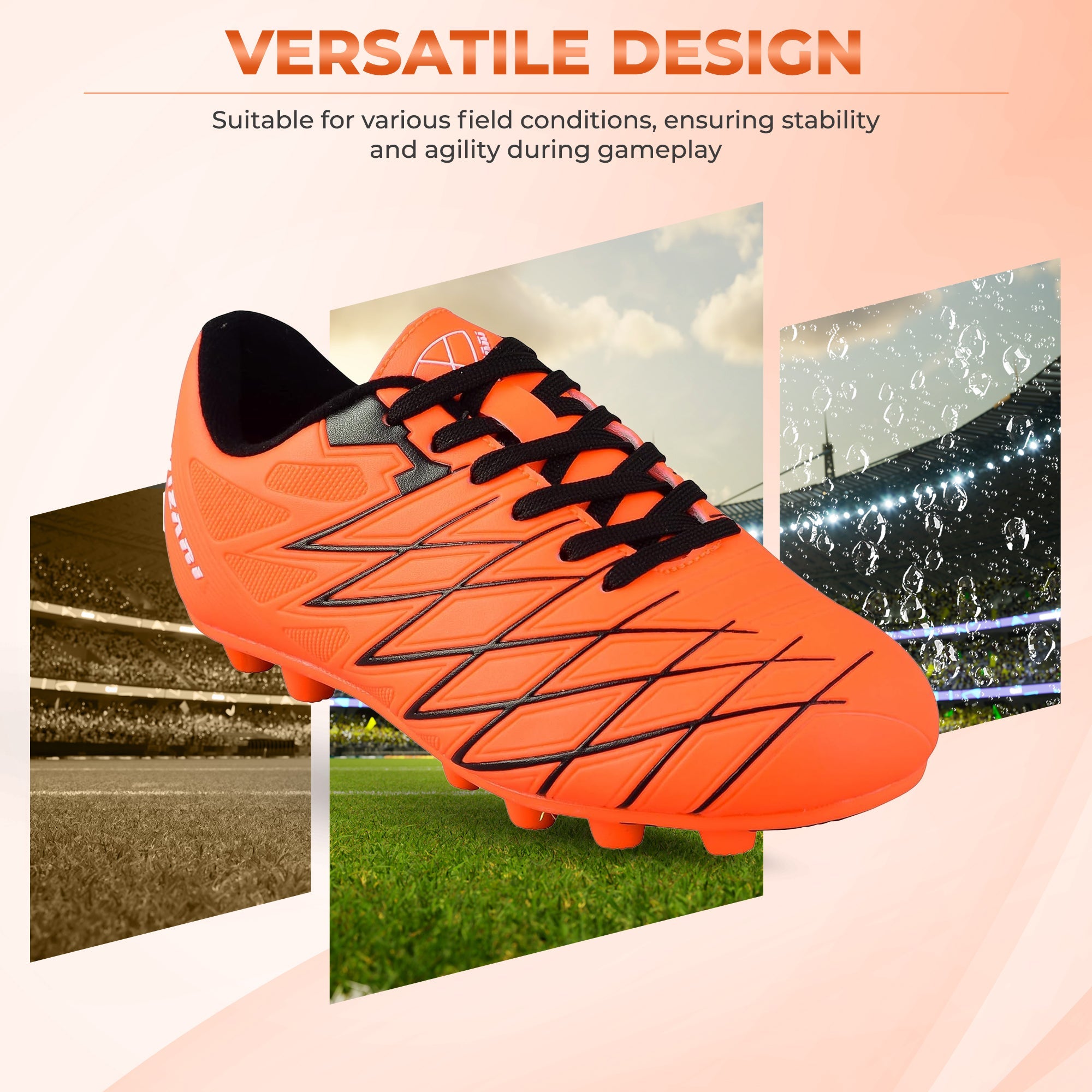 Boca Firm Ground Soccer Cleats - Orange/Black